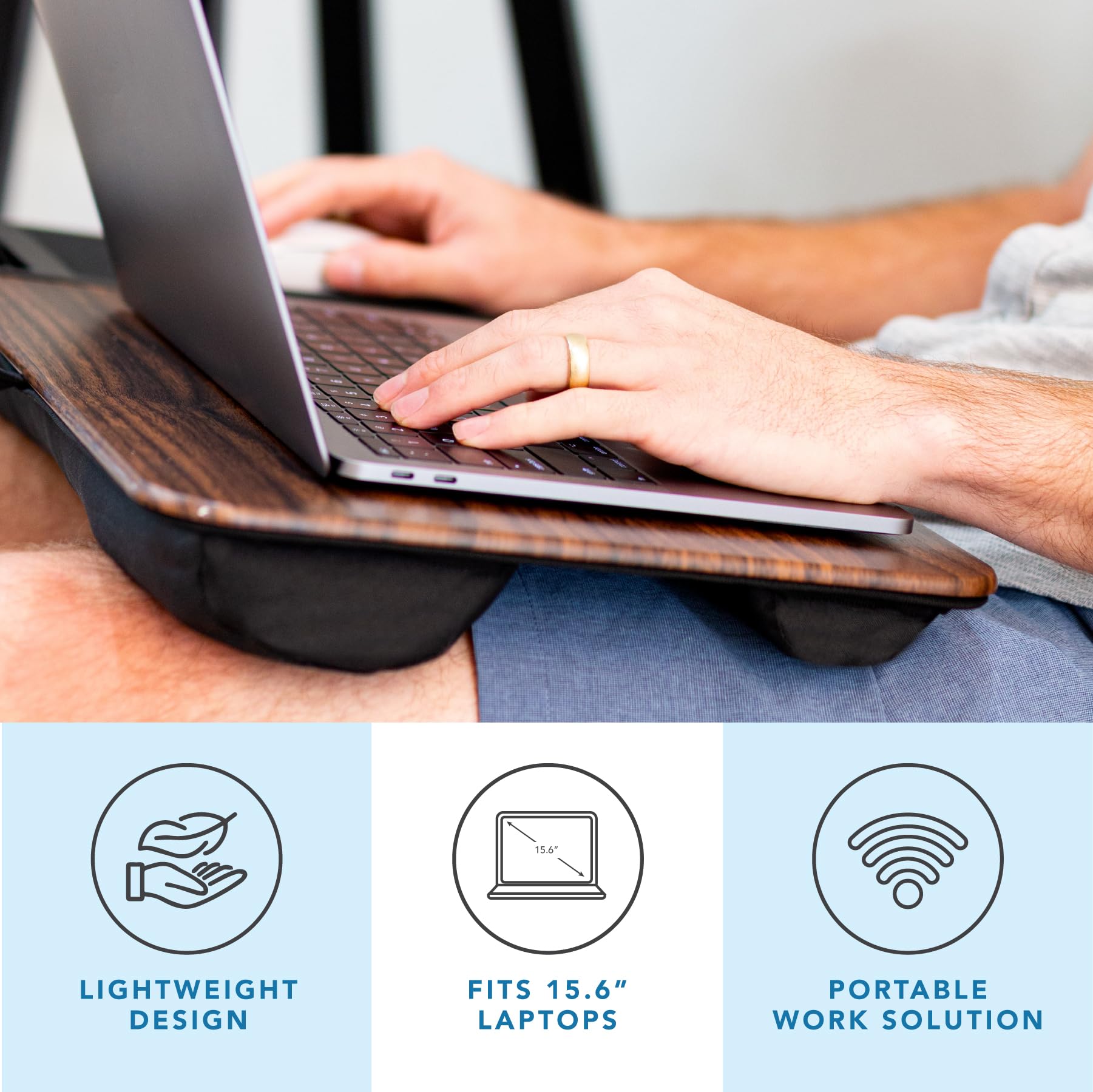 LAPGEAR Home Office Pro Lap Desk - Black Carbon, Fits 15.6” Laptops