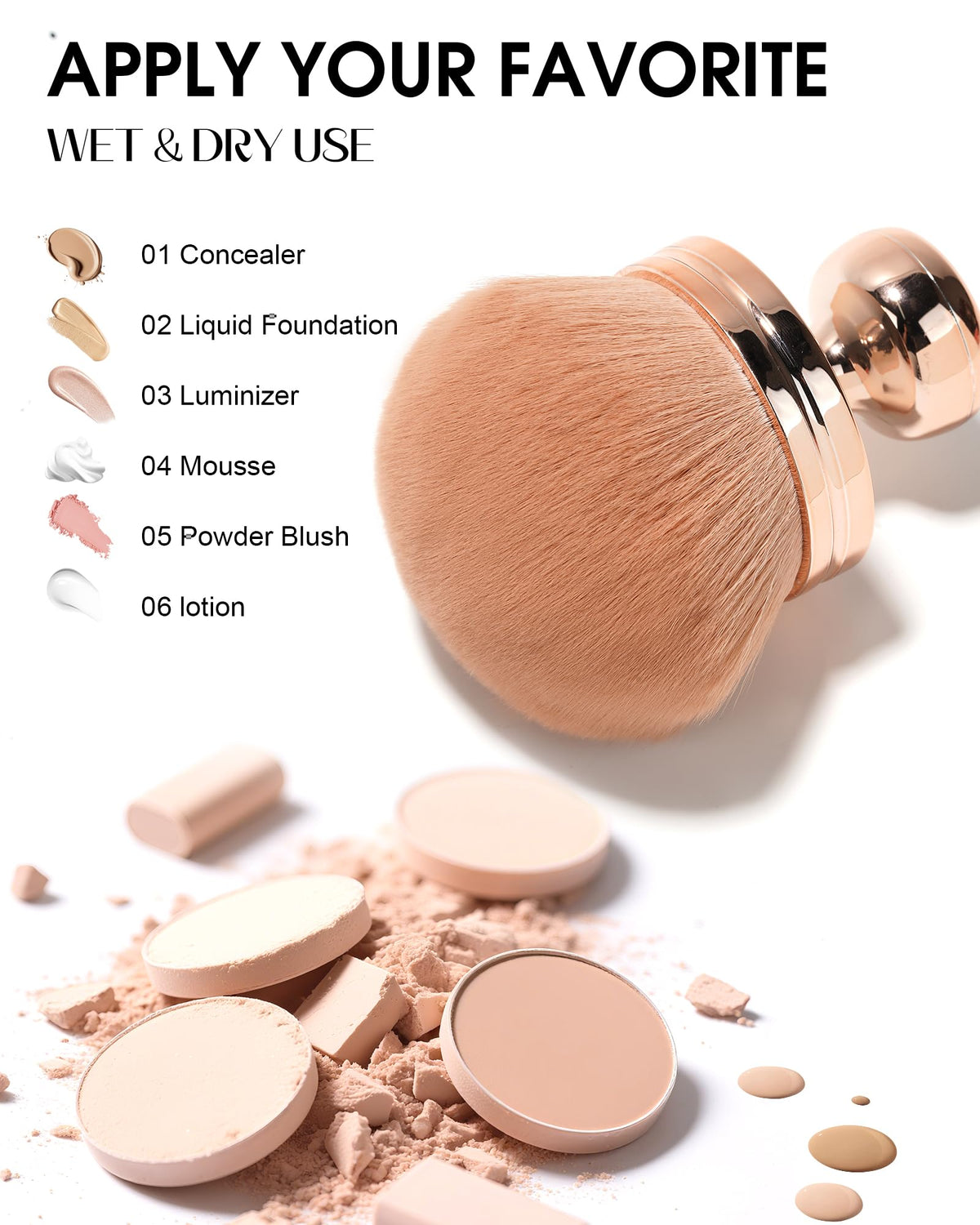 Ultra Large Blend & Blur Kabuki Brush for Body Leg Makeup Tattoo Cover Up Self Tanning, Self Tanner Brush for Self Tan, Back Tanning Applicator for Sunscreen Lotion Bronzers, Body Coverage Perfector