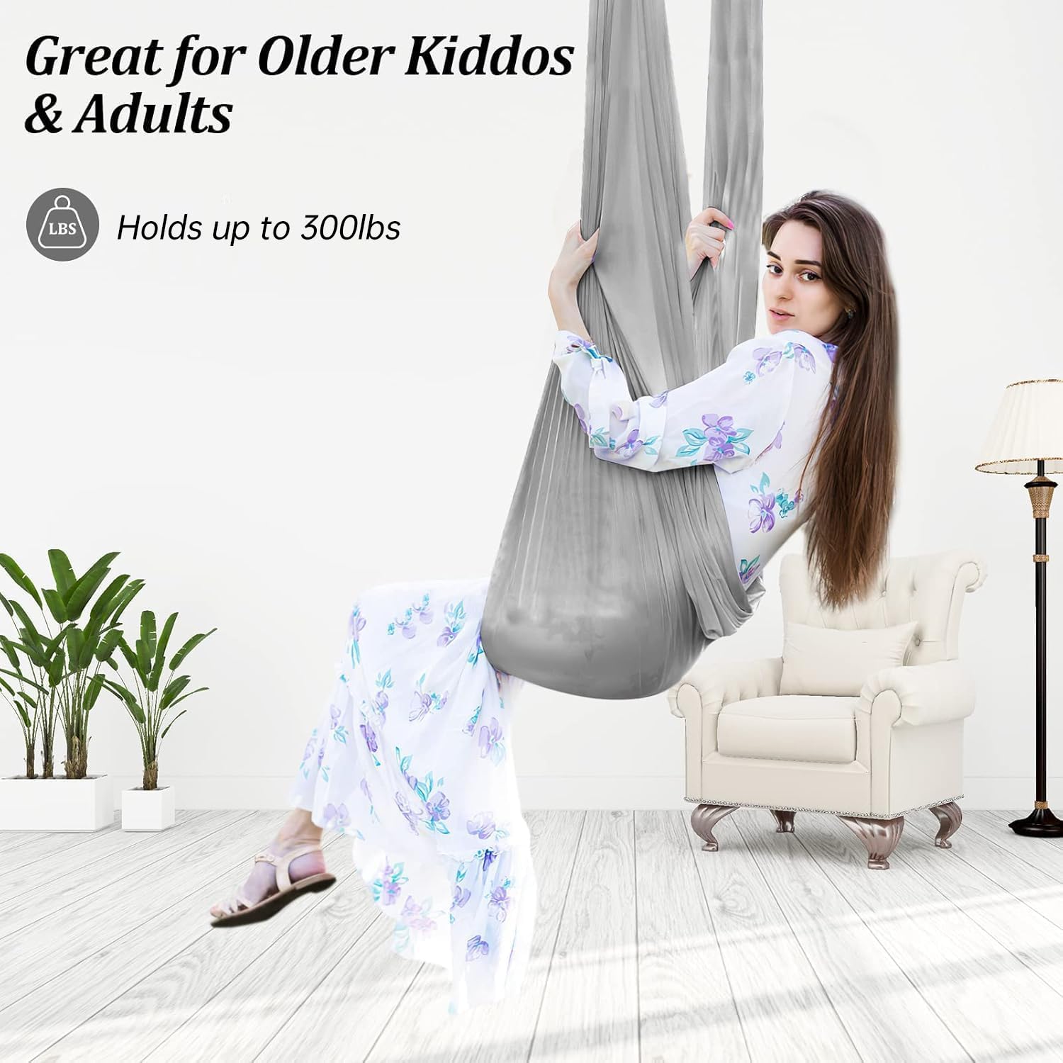 Aokitec Sensory Swing for Kids with Special Needs, Indoor Kids Swing Cuddle Hammock Chair Adjustable Aerial Swing for Children with Autism, ADHD, Asperger, Sensory Integration(Blue)