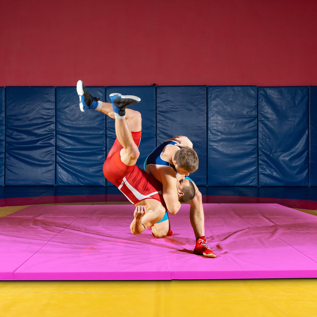 BalanceFrom 10x4 Feet 4-Panel Folding Gymnastics Mat – 2-Inch Thick Pad with Vinyl Surface and Carrying Handles for Tumbling, Yoga, Pilates, Home Workouts, and Martial Arts