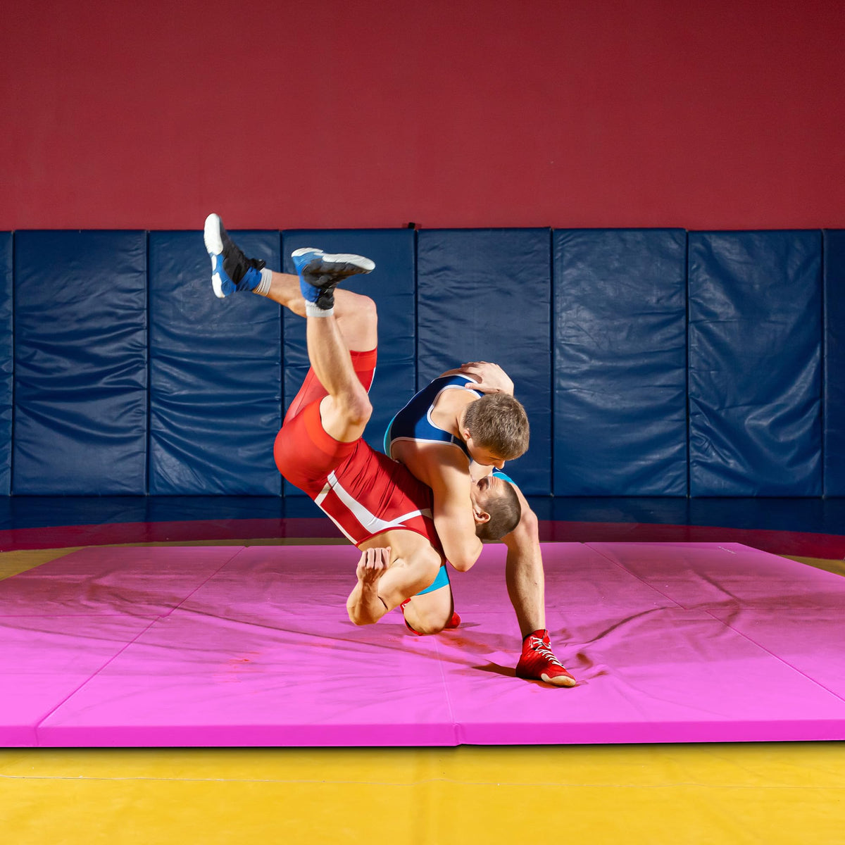 BalanceFrom 10x4 Feet 4-Panel Folding Gymnastics Mat – 2-Inch Thick Pad with Vinyl Surface and Carrying Handles for Tumbling, Yoga, Pilates, Home Workouts, and Martial Arts