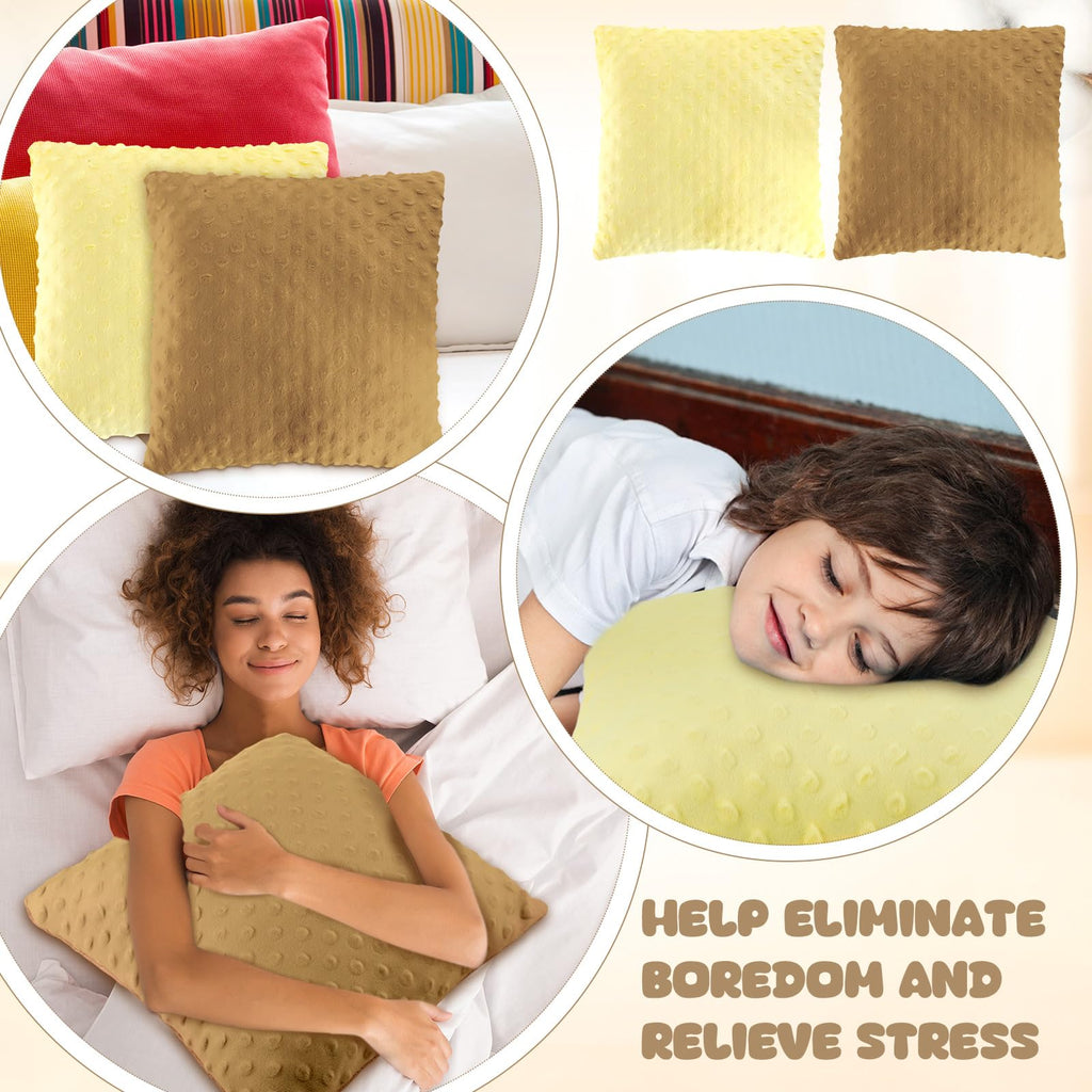 Kigley 2 Pack Vibrating Pillow Sensory Pillow for Kids Adults Pressure Activated 12 x 12 Massage with Textured Stimulation Bumps for Relieve Pain Stress Autistic Gifts for Home Travel(Violet, Teal)