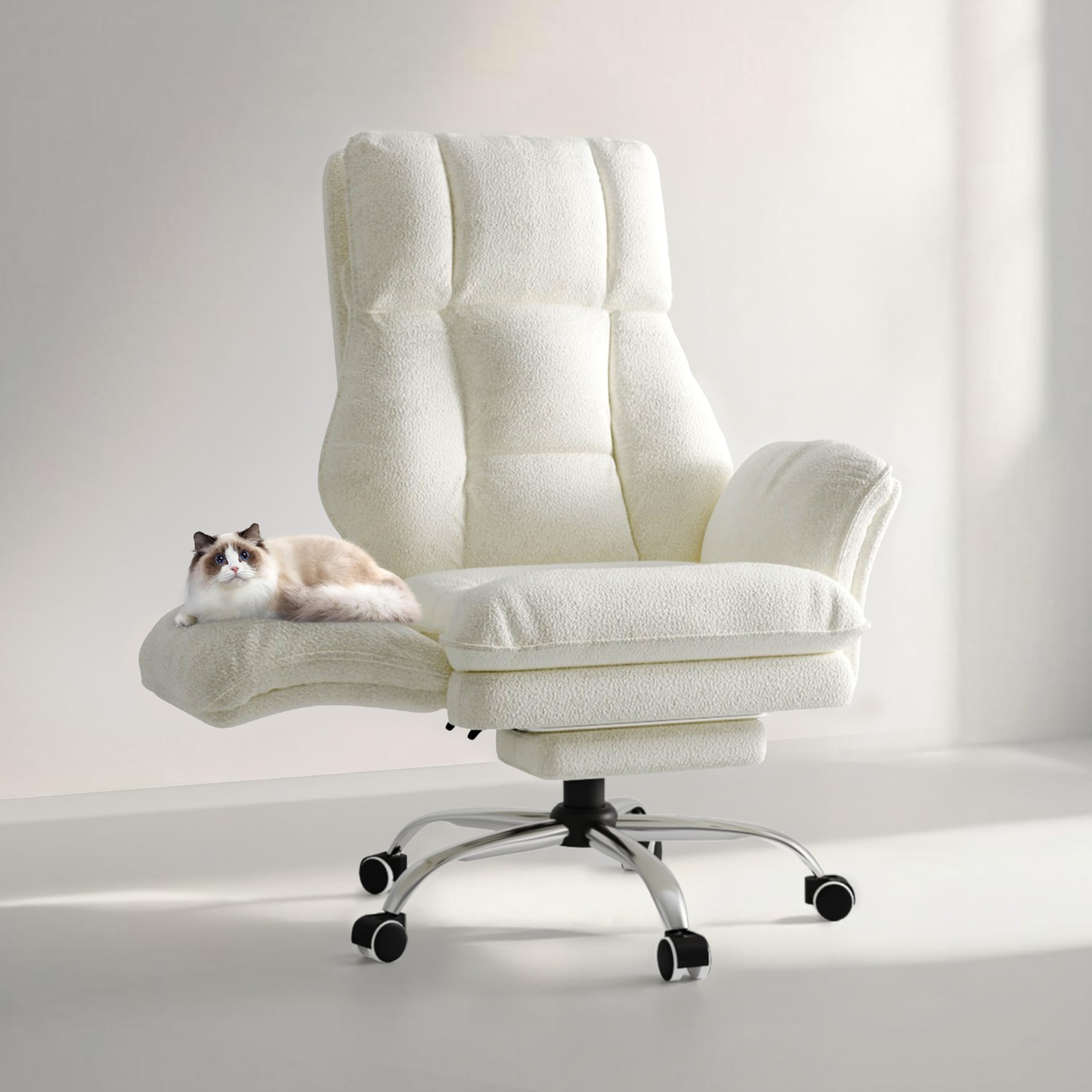Big and Tall Office Chair, Flip Armrests for Pets & Cross Legged Sitting, Executive Ergonomic Computer Gaming Chair with Foot Rest, Premium Tech Fabric Wide Seat Reclining Desk Chair