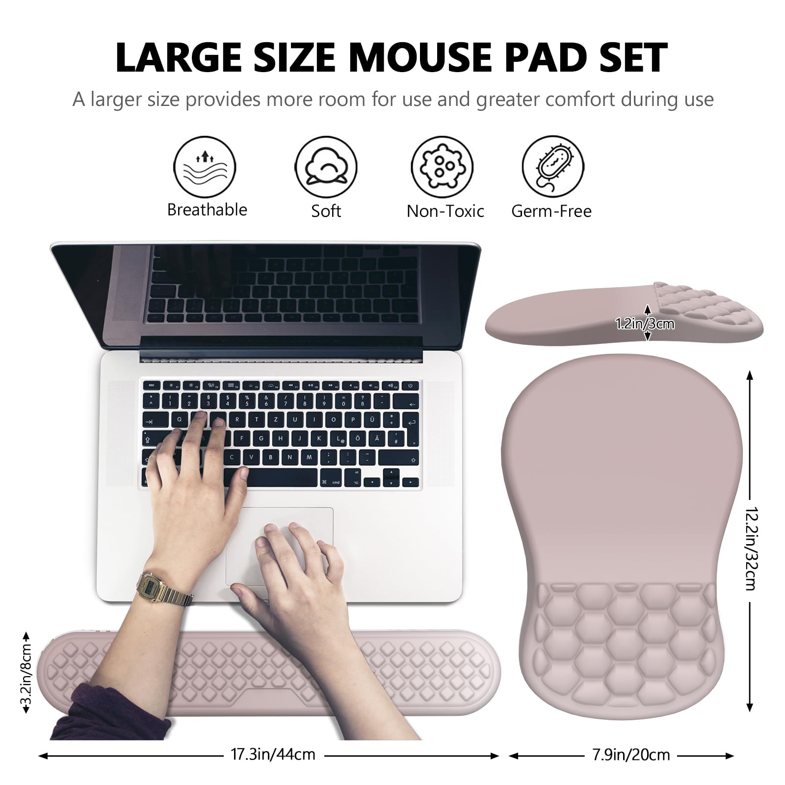 Ergonomic Mouse Pad with Wrist Support and Keyboard Wrist Rest Set | Memory Foam Wrist Cushion, Non-Slip PU Base, Massage Design, Relieves Wrist Pressure for Work, Gaming & Office Use