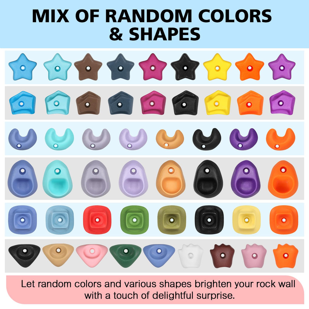 TOPNEW 32 Rock Climbing Holds Multi Size for Kids, Adult Rock Wall Holds Climbing Rock Wall Grips for Indoor and Outdoor Playground Play Set - Includes 2 Inch Mounting Hardware