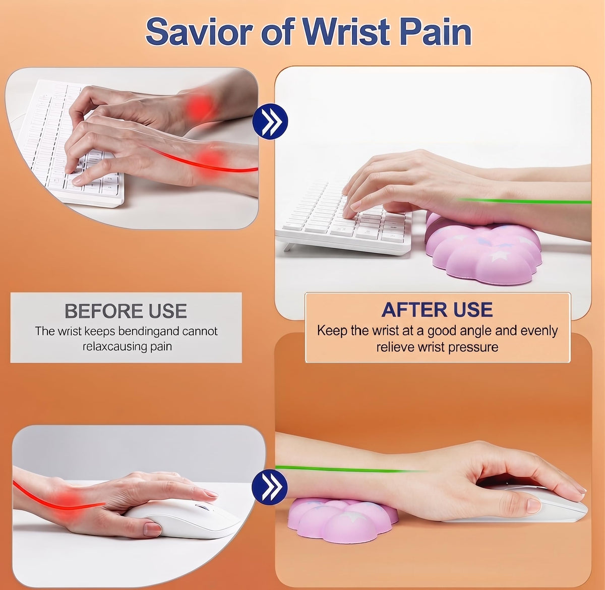 Silky Cloud Wrist Rest Set for Keyboard & Mouse, 16.9", Purple Star | Memory Foam Arm Rest with Ergonomic Support Fits Full Keyboards and Reduces Typing Fatigue for Office, Gaming and Home Use