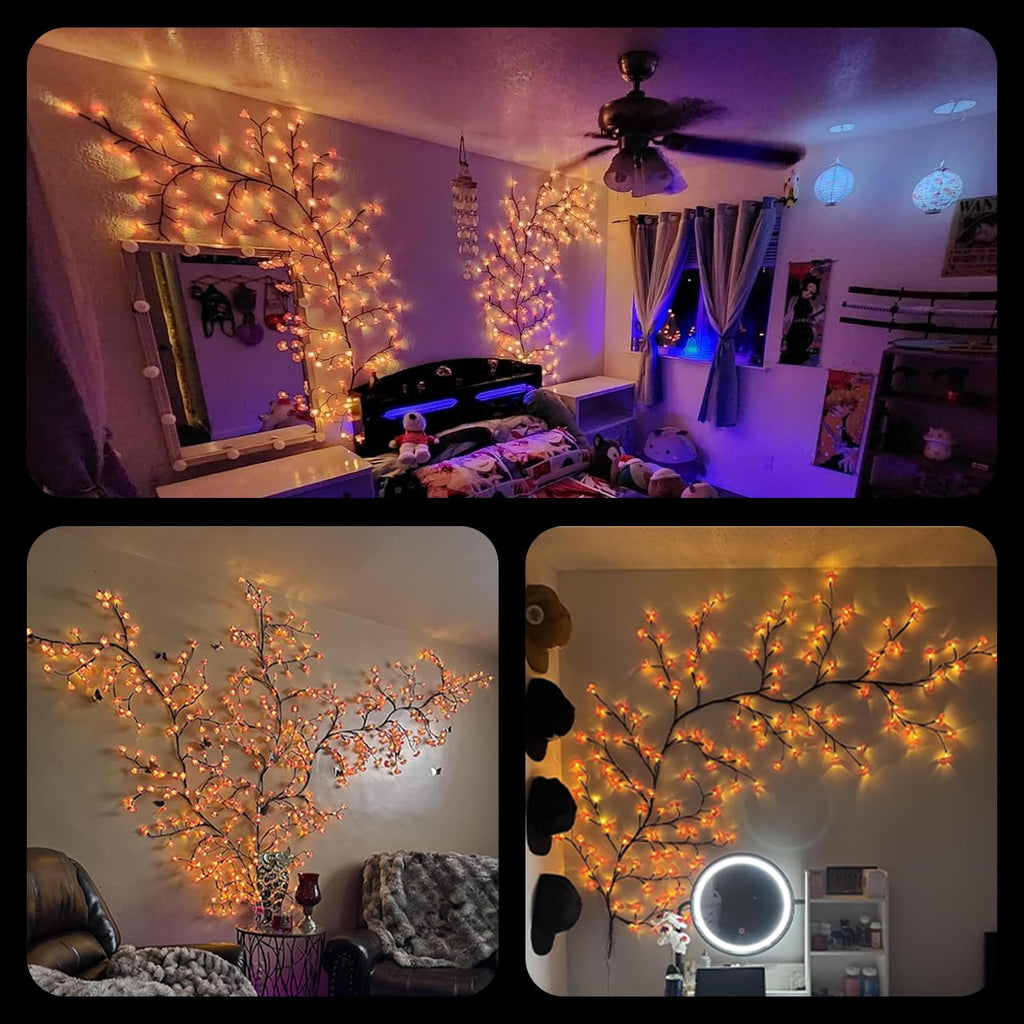 Cherry Blossom Lights with Remote, 8 Modes for Room Decor | Remote Control, 8 Lighting Modes, USB Powered, Timer Function, Bendable Branches, Indoor Cherry Blossom Tree Light