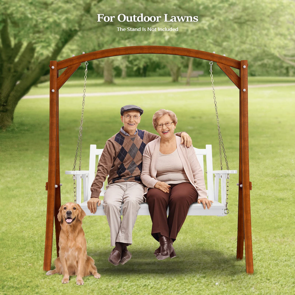 VINGLI Heavy Duty 880 LBS 5 FT Patio Wooden Porch Swing Outdoor with Upgraded Adjustable Chains, Outdoor Hanging Swing Bench for Garden, Yard, Balcony (5 FT, Brown)