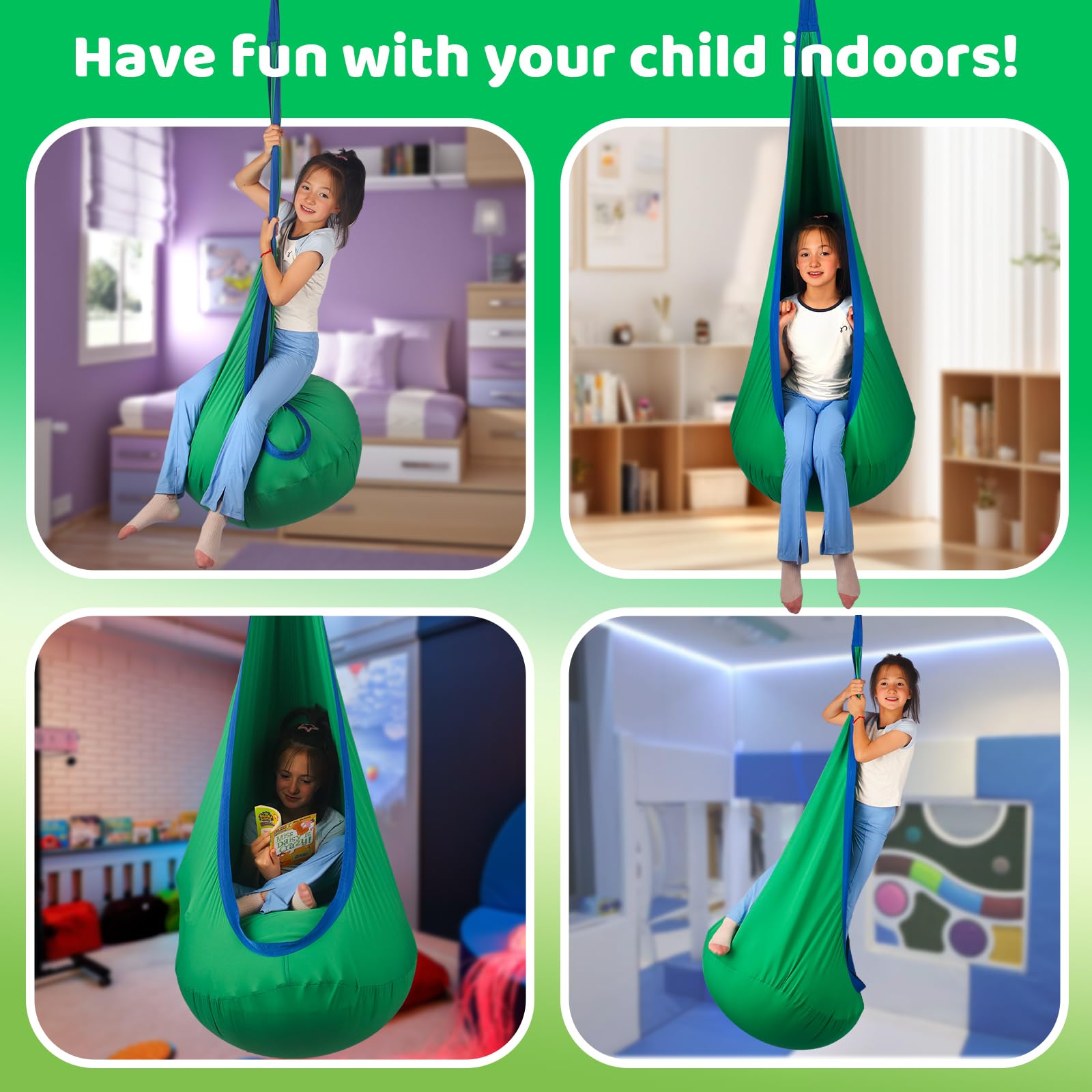 Sensory Pod Swing for Kids | Hammock Chair Seat, Inflatable Cushion, Includes Hardware Hanger Kit for Aspergers Autism ADHD