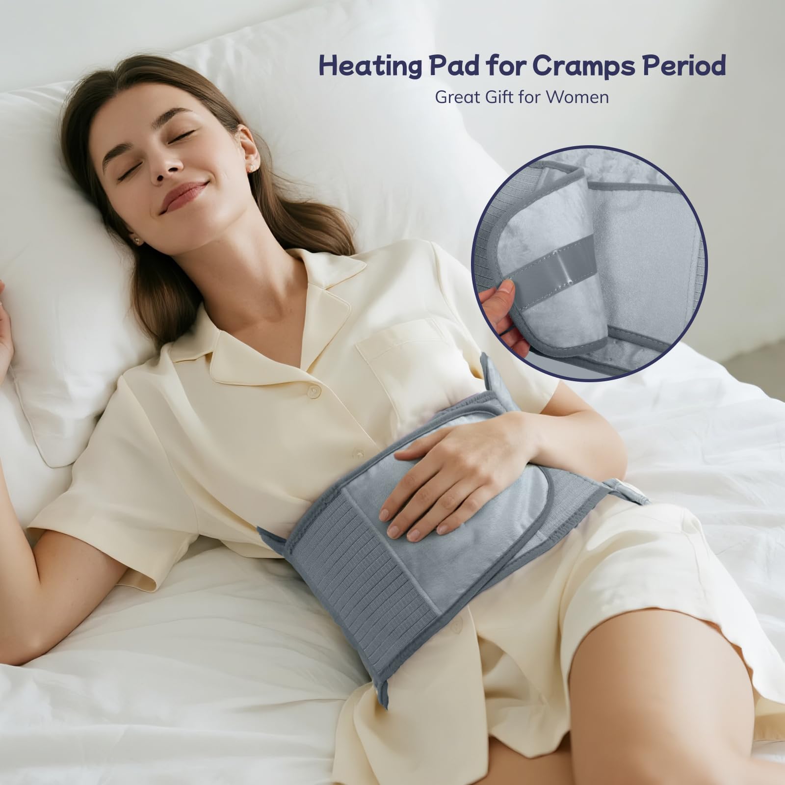 Heating Pad for Period Cramps, Upgraded Wrap Heating Pad for Back Pain Relief, Large 12''x 24''Heat Pad +26" Belt Adjustable 4 Timer 6 Heat Level Auto Shut Off, Christmas Birthday Gifts for Women Mom