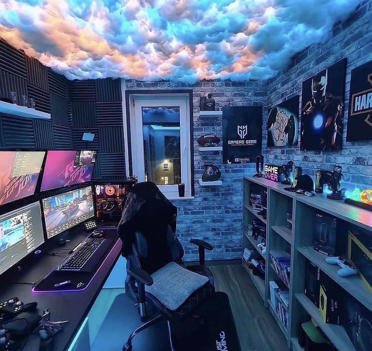 FUSLITE , 3D Thundercloud LED Light Cotton Lightning Cloud Colorful Atmosphere Night Light, DIY Creative Cloud Lights Gaming Room Garage Club Bar dj Party Light,16 Feet