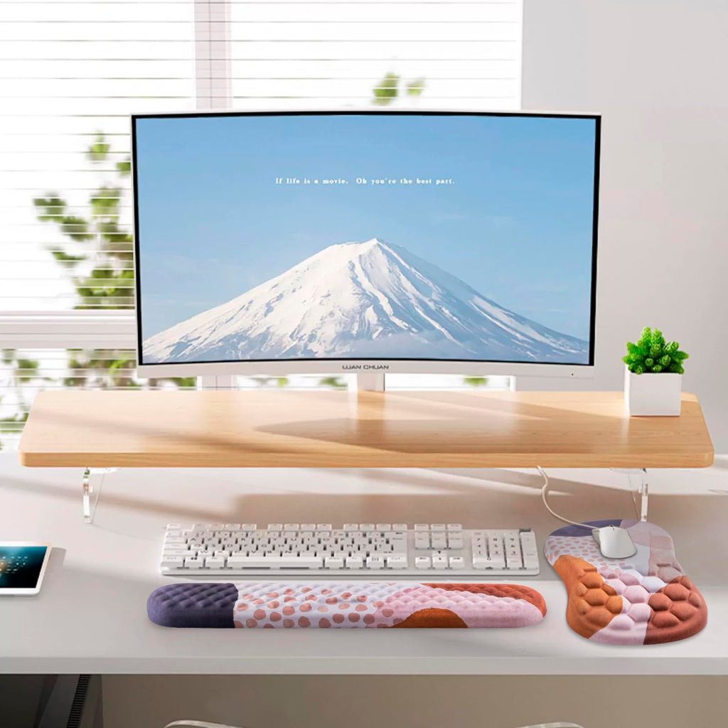 Ergonomic Mouse Pad with Wrist Support and Keyboard Wrist Rest Set | Memory Foam Wrist Cushion, Non-Slip PU Base, Massage Design, Relieves Wrist Pressure for Work, Gaming & Office Use