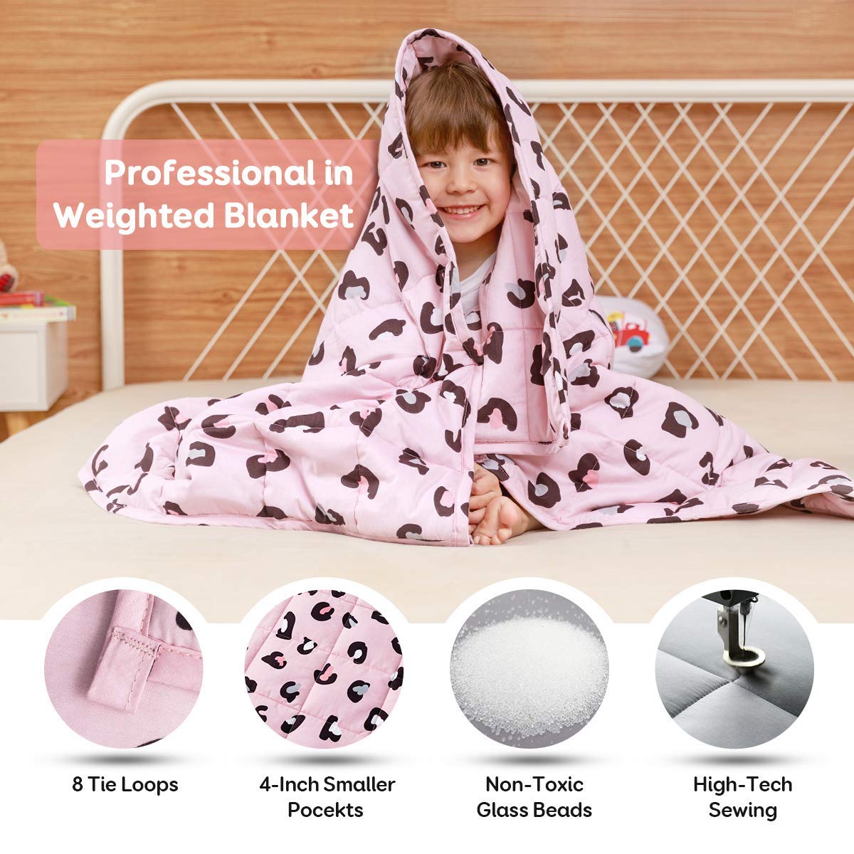 Sivio Weighted Blanket - All-Natural 100% Cotton Weighted Blanket 5 lbs 36 x 48 inches, Washable Breathable Heavy Blanket for Calm Sleeping for Home and School Nap, Blue Dinosaur