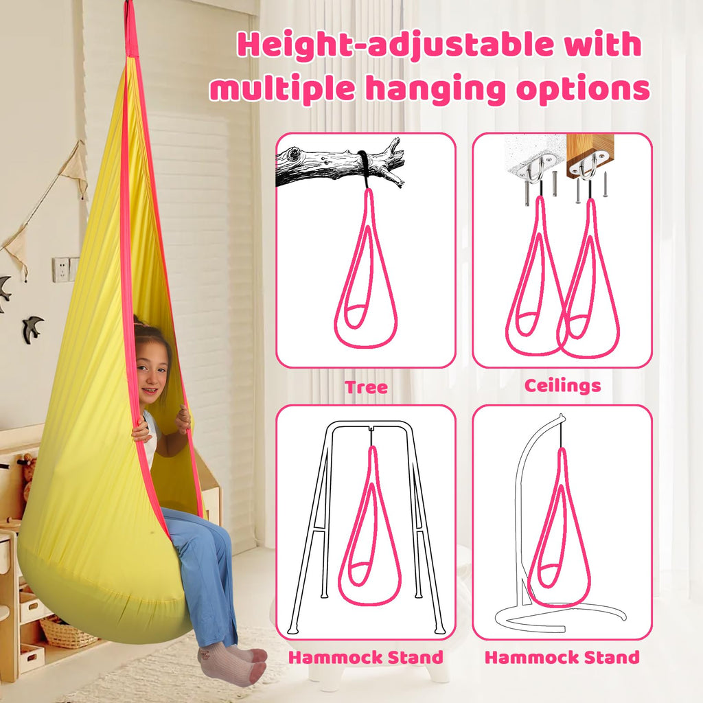 Sensory Pod Swing for Kids | Hammock Chair Seat, Inflatable Cushion, Includes Hardware Hanger Kit for Aspergers Autism ADHD