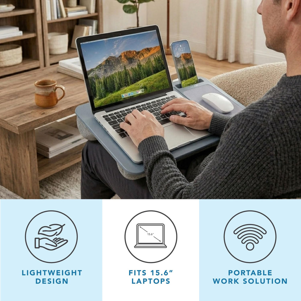 LAPGEAR Home Office Pro Lap Desk - Black Carbon, Fits 15.6” Laptops