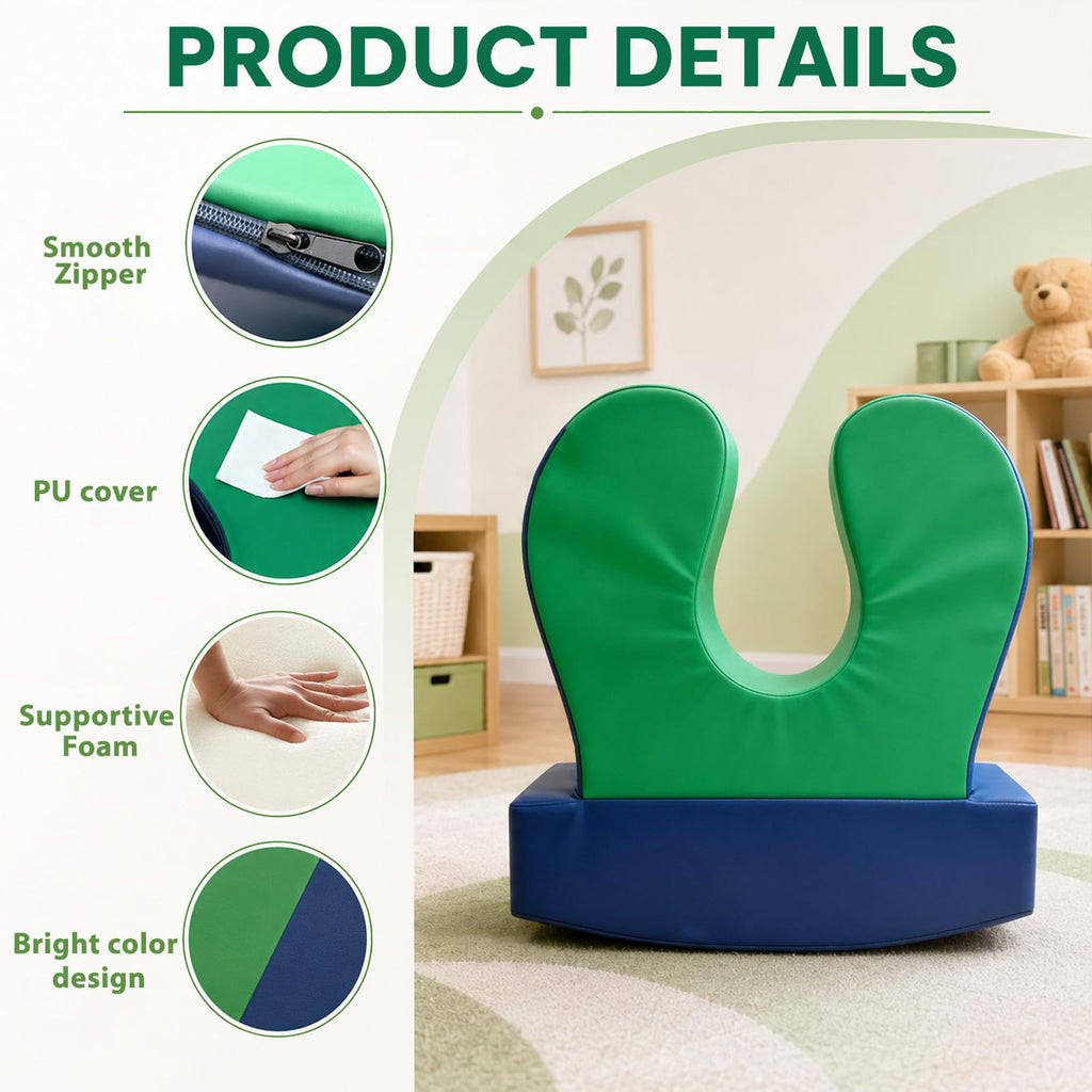 Sensory Chair for Kids, Squeeze & Rock, PU, Emotional Regulation & Focus | Calming Compression Rocker for Autism ADHD, Supportive High-Density Foam, Fit for Reading Corner, Playroom, Therapy Room