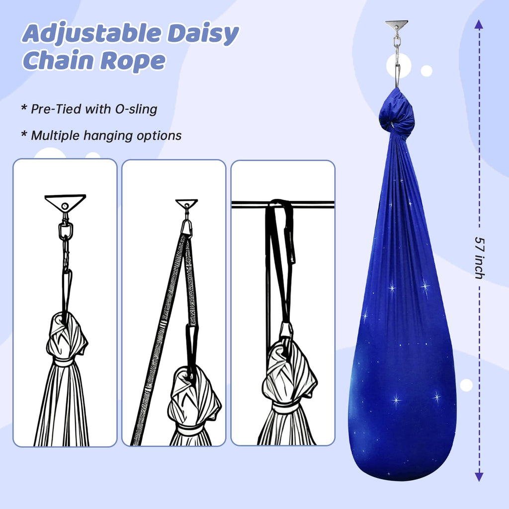 Aokitec Sensory Swing for Kids with Special Needs, Indoor Kids Swing Cuddle Hammock Chair Adjustable Aerial Swing for Children with Autism, ADHD, Asperger, Sensory Integration(Blue)