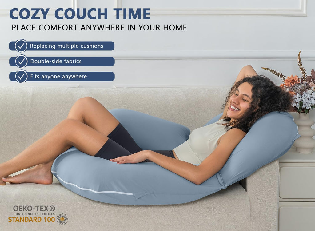 INSEN Reading Pillow, Back Pillow for Sitting in Bed for Reading, Nurse & Relax, Reading Pillow for Adults, Moms & Kids, Sit Up Pillow for Bed (Grey, 45in)