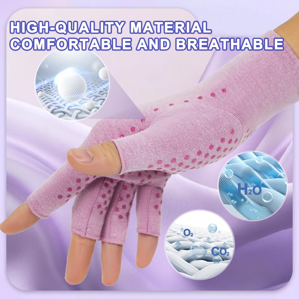 DRNAIETY 2-Pair Arthritis Compression Gloves- for Hand Arthritis, Carpal Tunnel Pain, Rheumatoid Arthritis, RSI, Fingerless, Anti-Slip, Breathable Gloves for Men & Women, Typing, Daily Use(M Brown)