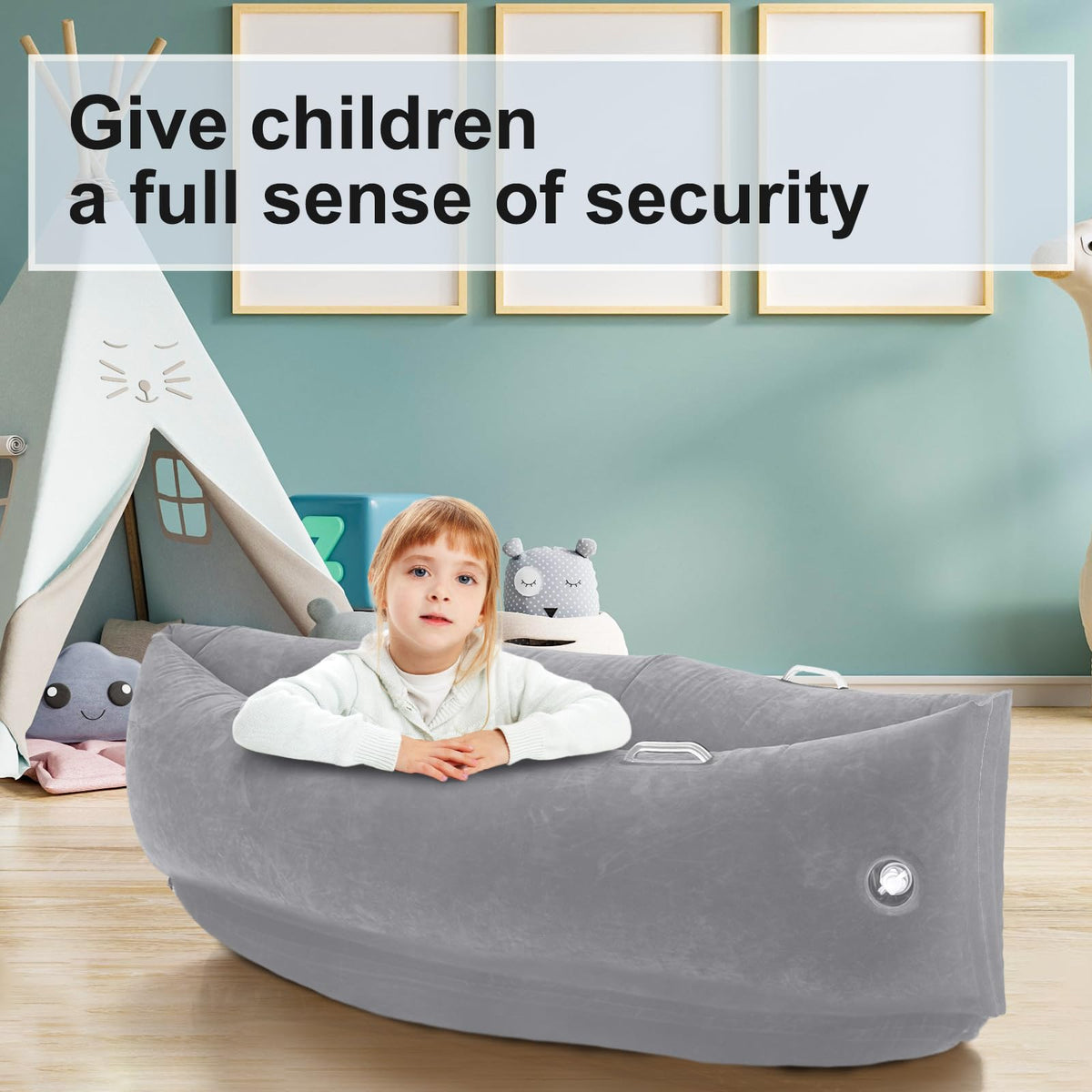 Namalu Extra Large 80/60inch Comfy Peapod Sensory Chair for Kids Gift for Reading Corner Inflatable Classroom Furniture Sensory Toys for Kids Children with Autism(Gray,80 Inch)
