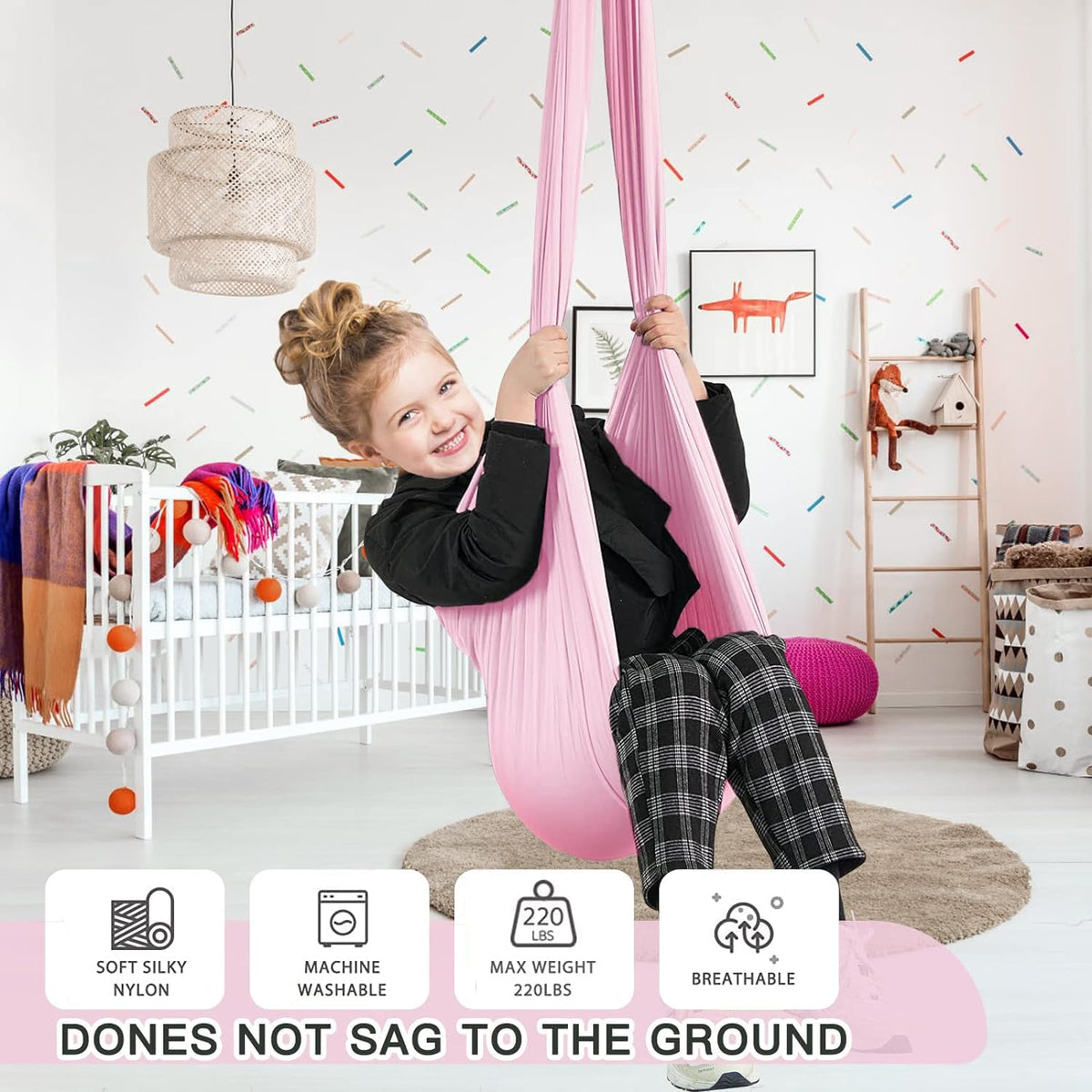 Aokitec Sensory Swing for Kids with Special Needs, Indoor Kids Swing Cuddle Hammock Chair Adjustable Aerial Swing for Children with Autism, ADHD, Asperger, Sensory Integration(Blue)