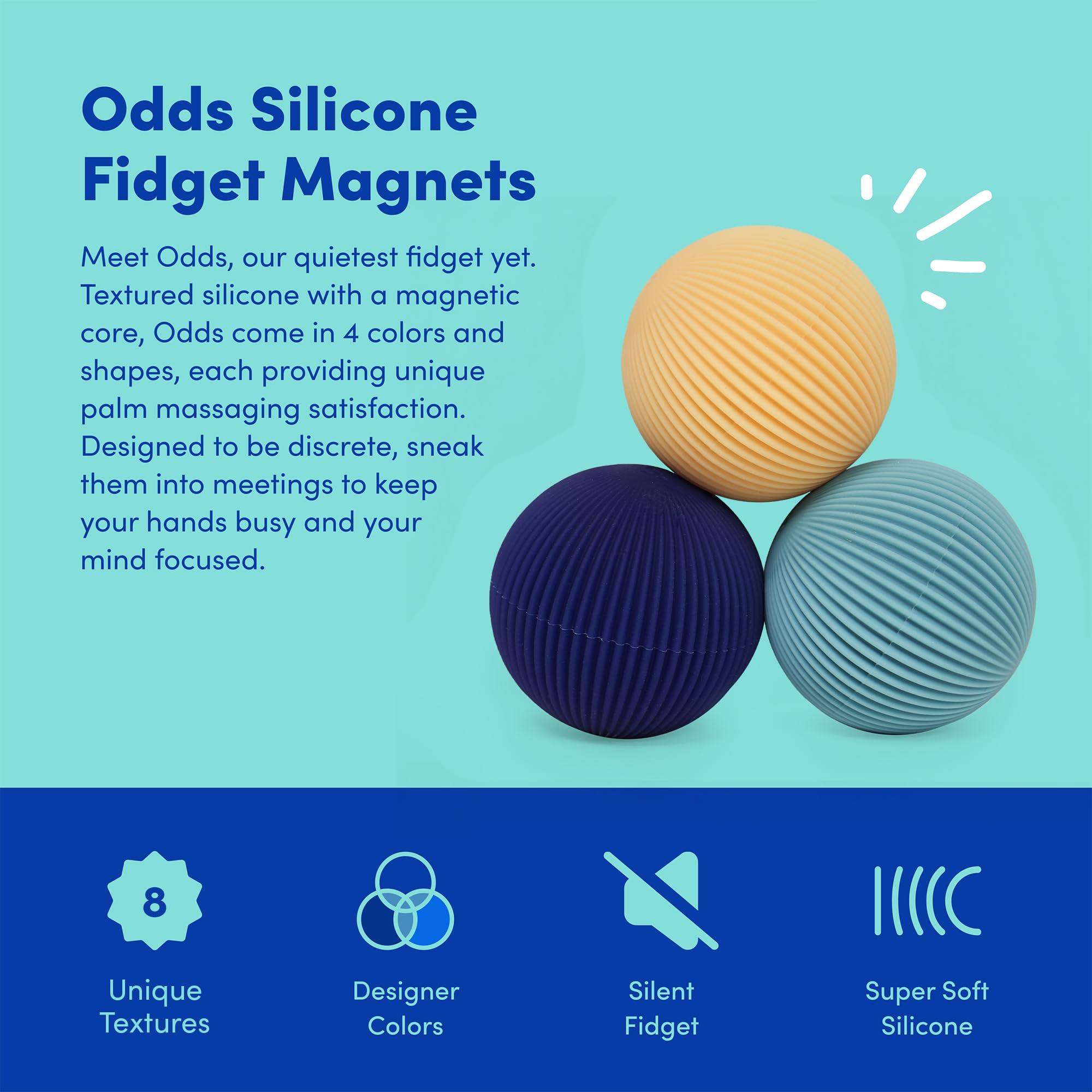 Speks Odds Soft Silicone Fidget Magnets | Silent Stress Relief Toys | Textured Magnetic Balls for Adults & Teens 14+ | Orange