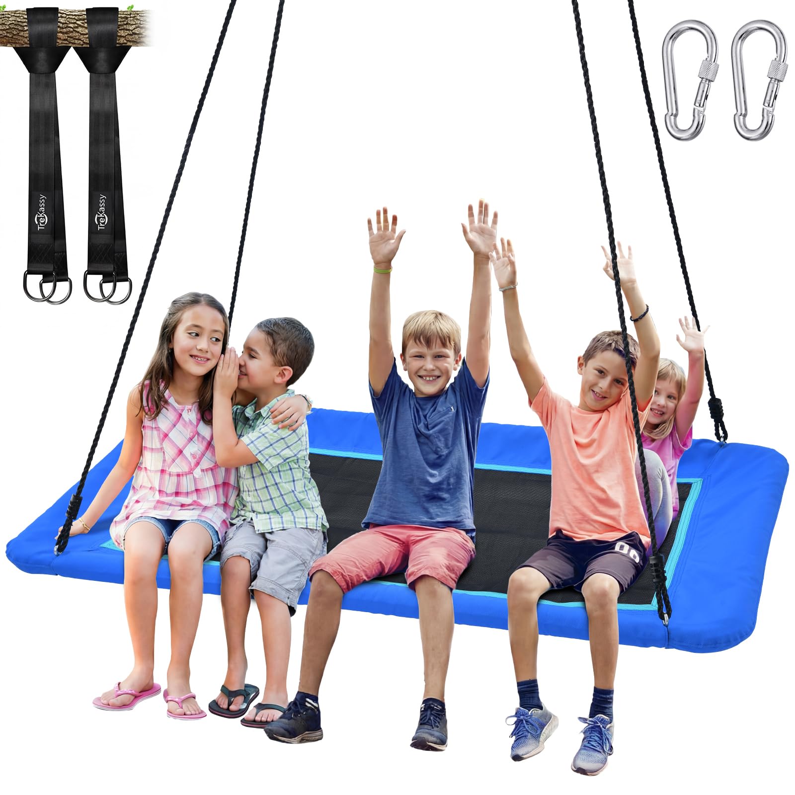 Trekassy 60" Extra Large Rectangle Tree Swing - Heavy Duty 700lb Capacity, Waterproof Platform for Kids & Adults with Complete Installation Kit & 2 Tree Straps (Beige)