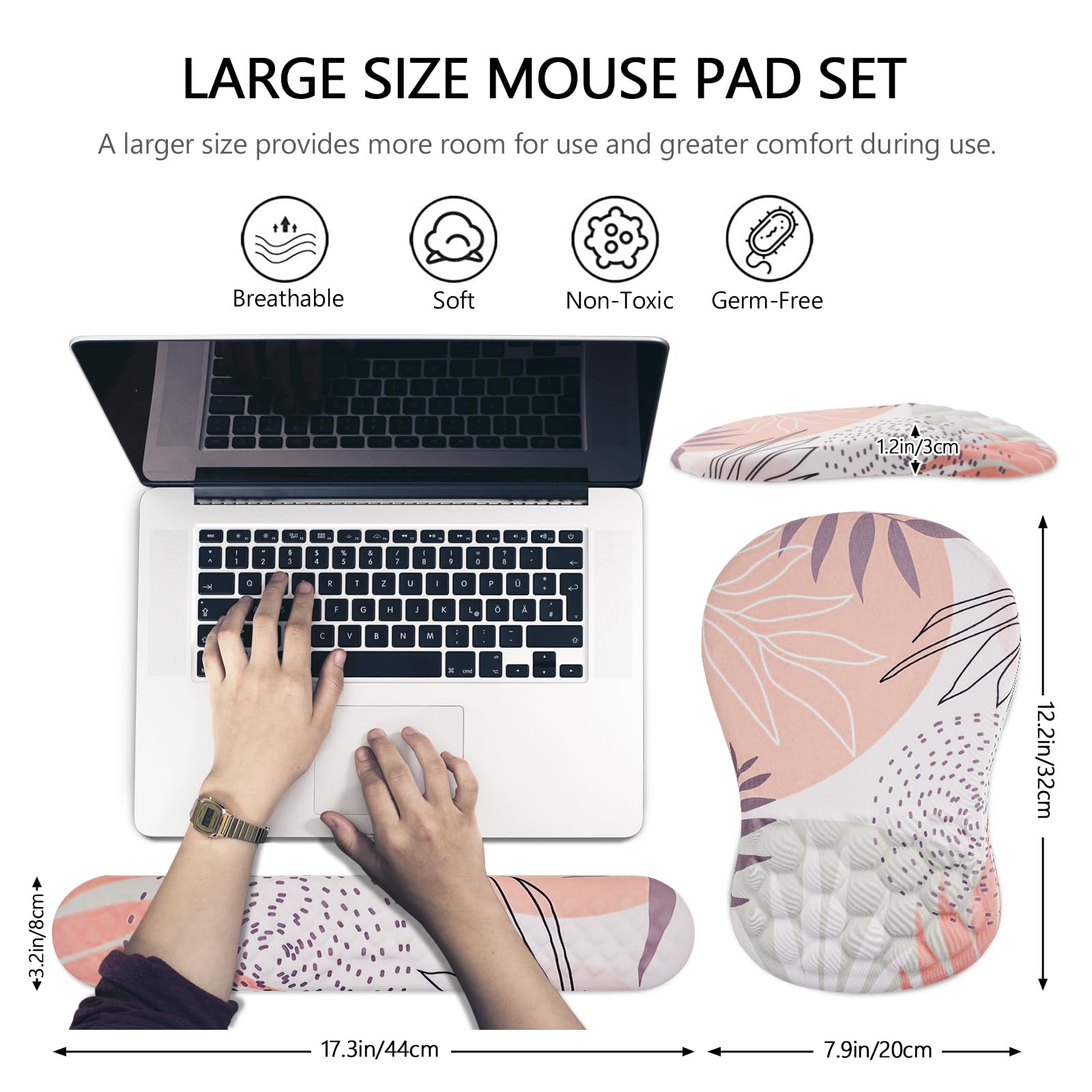 Ergonomic Mouse Pad with Wrist Support and Keyboard Wrist Rest Set | Memory Foam Wrist Cushion, Non-Slip PU Base, Massage Design, Relieves Wrist Pressure for Work, Gaming & Office Use