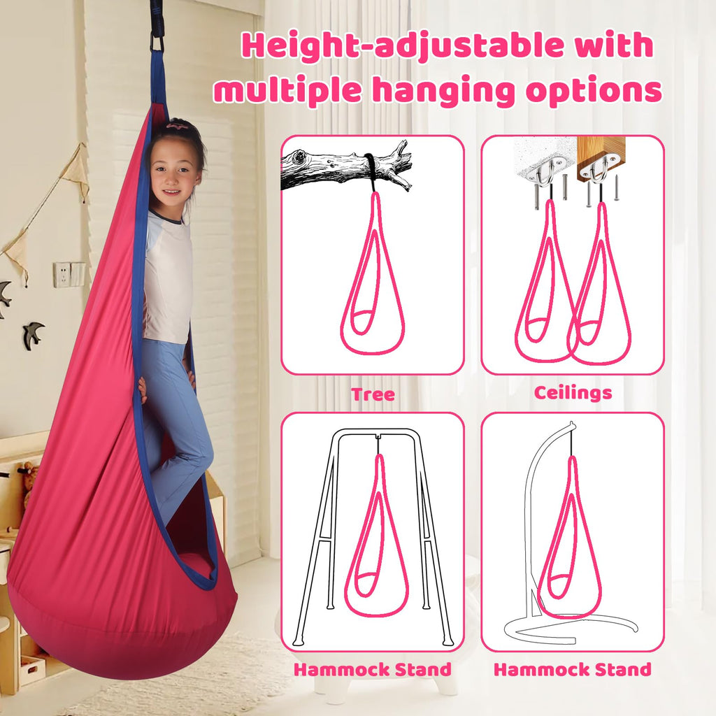 Sensory Pod Swing for Kids | Hammock Chair Seat, Inflatable Cushion, Includes Hardware Hanger Kit for Aspergers Autism ADHD