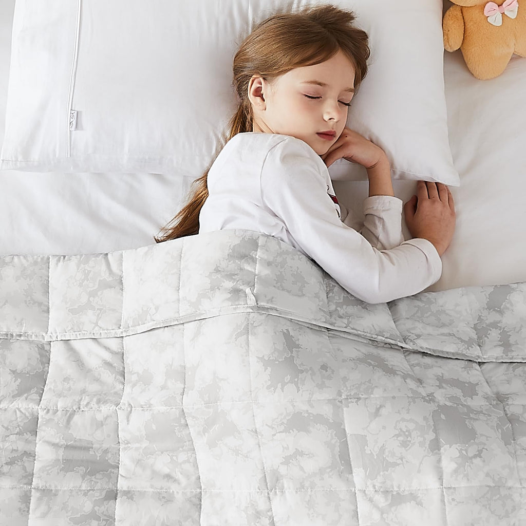 L'AGRATY Weighted Blanket for Adults 15lbs, 48"x72", Dark Grey Twin Full Size Heavy Throw Blanket, Cooling, Breathable, Microfiber with Glass Beads, Big, Washable, All-Season
