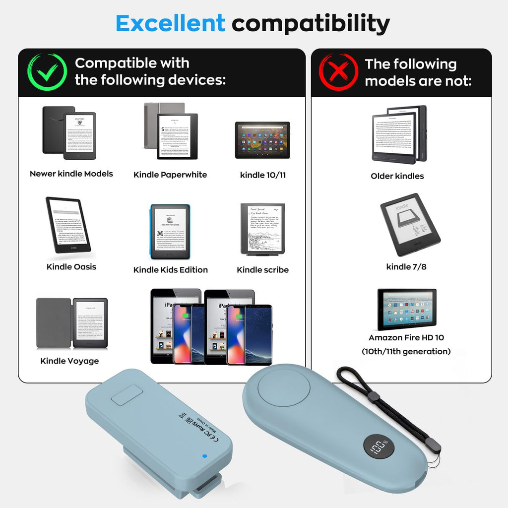 Remote Page Turner for Kindle Paperwhite Scribe Accessories | Page Turner Clicker For iPad Tablets Reading Novels Taking, Phone Camera Video Record Triggers Remote,Green