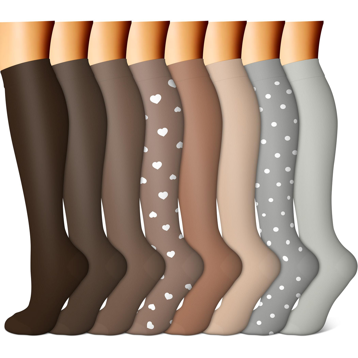 FEYHAY Copper Compression Socks (8 Pairs) 15-20 mmHg Circulation is Best Athletic & Daily for Men & Women, Running, Climbing