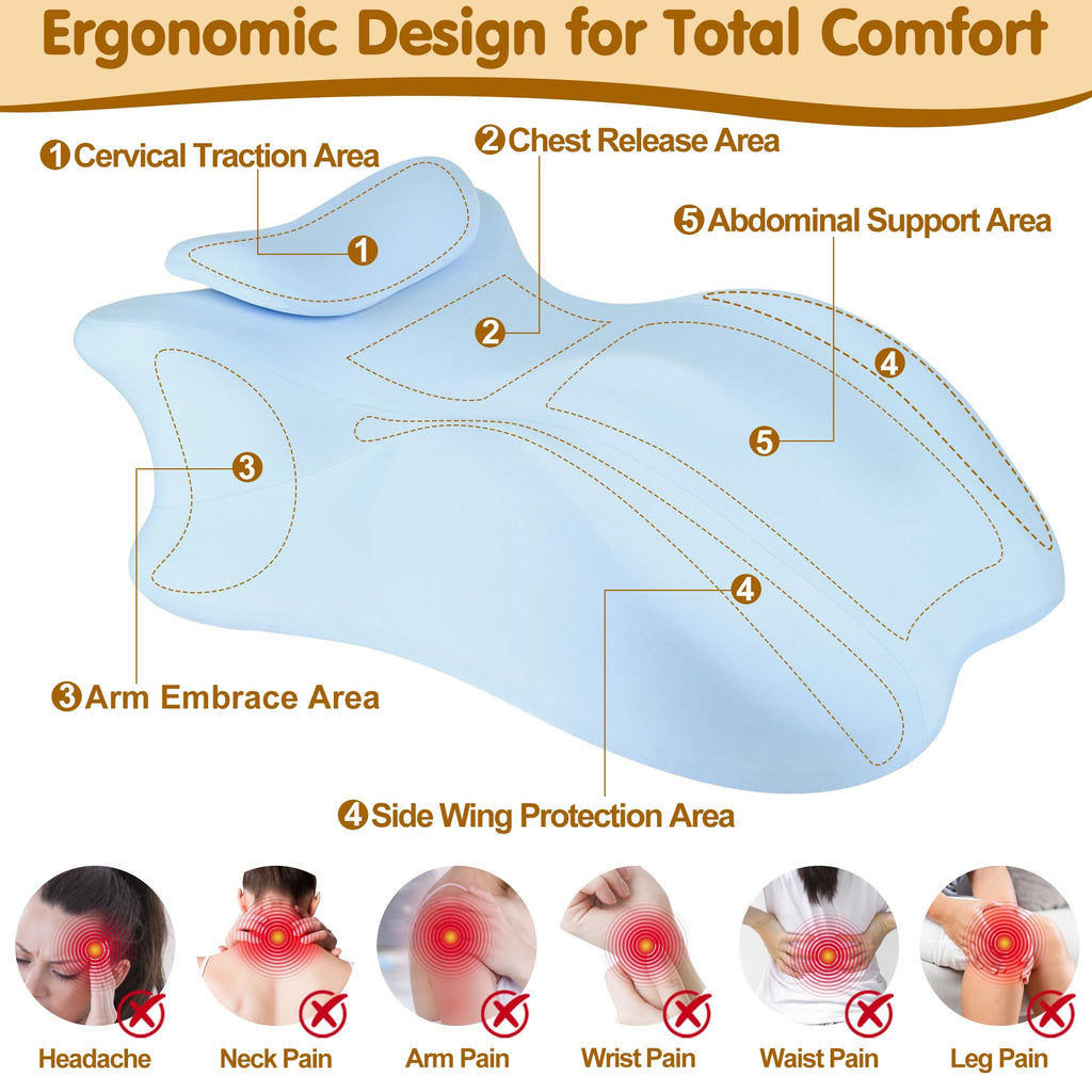 MYFAMIREA Memory Foam Ergonomic Wedge Pillow for Adults - Prone Pillow for Bed Sleeping, Reading, Memory Foam Ergonomic Cushion for Back Support, Sitting Up and Back Pain, with Removable Cover (Black)