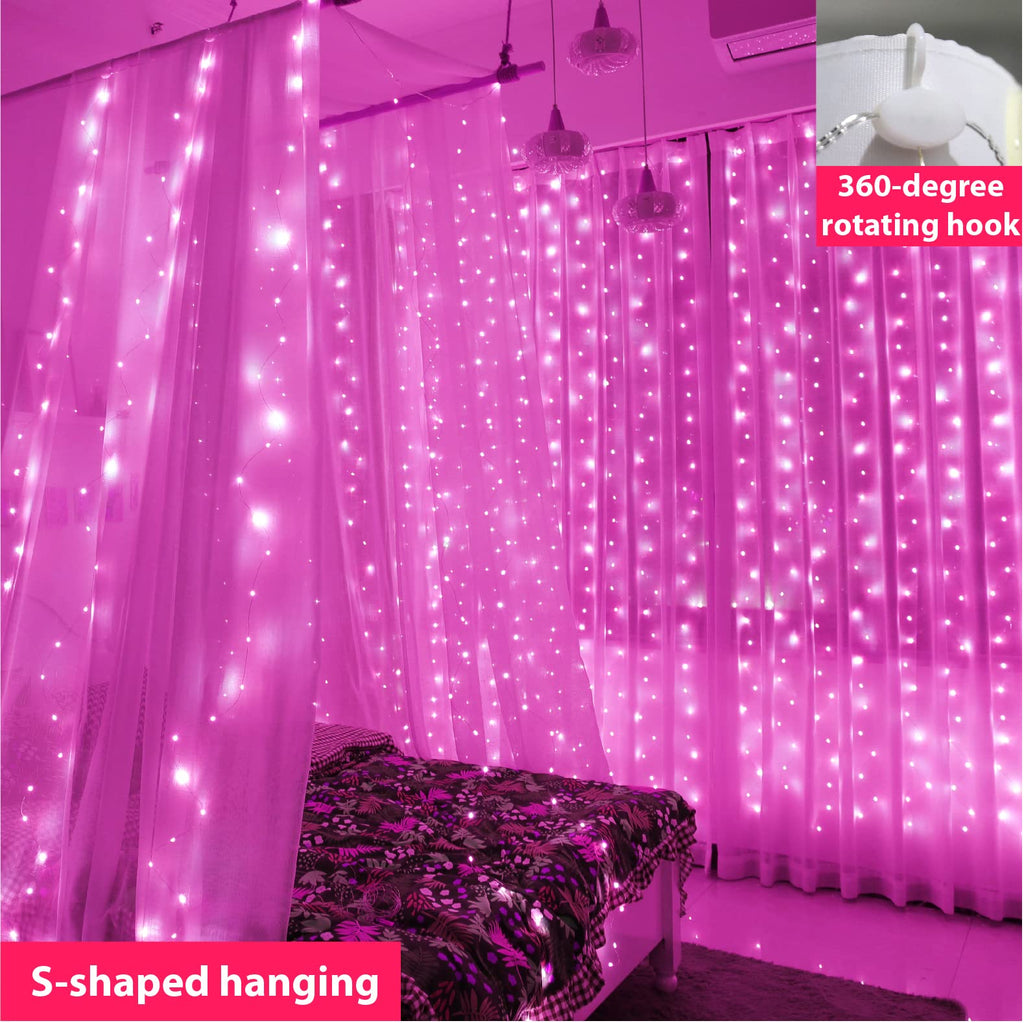 ZSJWL 300 LED Curtain Fairy Lights with Remote, 8 Modes 9.8 × 9.8 Ft Curtain String Light USB Plug in, Twinkle Silver Wire Lights for Bedroom Window Chrismas Wedding Party, Warm White