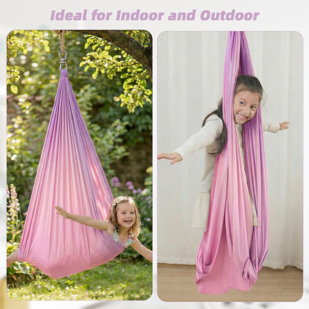 Aokitec Sensory Swing for Kids with Special Needs, Indoor Kids Swing Cuddle Hammock Chair Adjustable Aerial Swing for Children with Autism, ADHD, Asperger, Sensory Integration(Blue)