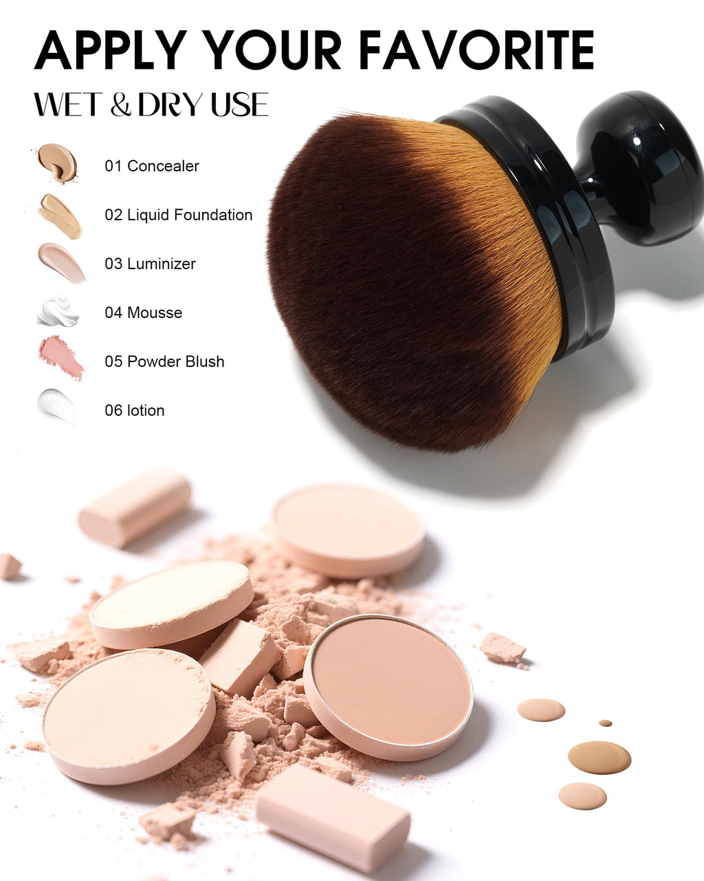 Ultra Large Blend & Blur Kabuki Brush for Body Leg Makeup Tattoo Cover Up Self Tanning, Self Tanner Brush for Self Tan, Back Tanning Applicator for Sunscreen Lotion Bronzers, Body Coverage Perfector