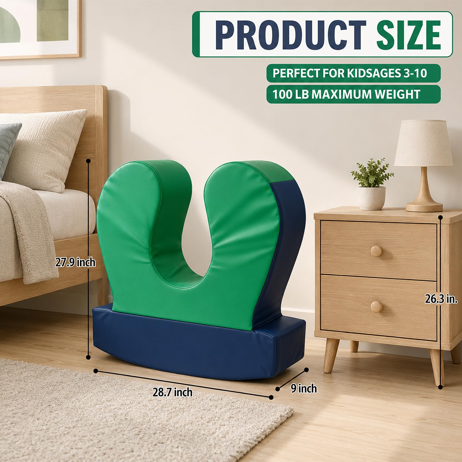 Sensory Chair for Kids, Squeeze & Rock, PU, Emotional Regulation & Focus | Calming Compression Rocker for Autism ADHD, Supportive High-Density Foam, Fit for Reading Corner, Playroom, Therapy Room
