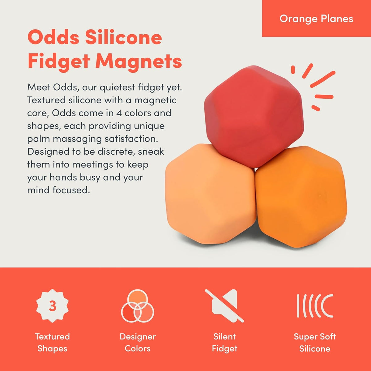 Speks Odds Soft Silicone Fidget Magnets | Silent Stress Relief Toys | Textured Magnetic Balls for Adults & Teens 14+ | Orange