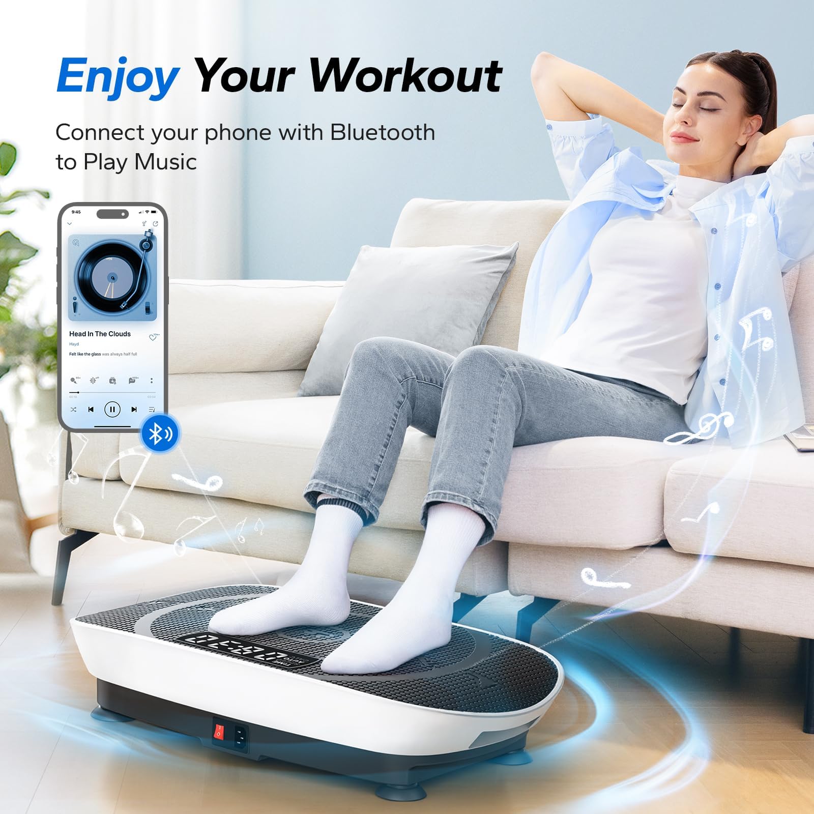 MERACH Vibration Plate Exercise Machine, Whole Body Workout Equipment for Women, Bluetooth and Silicone Pedal, Vibration Plate with Auto Mode, Vibrate Fitness Platform for Home