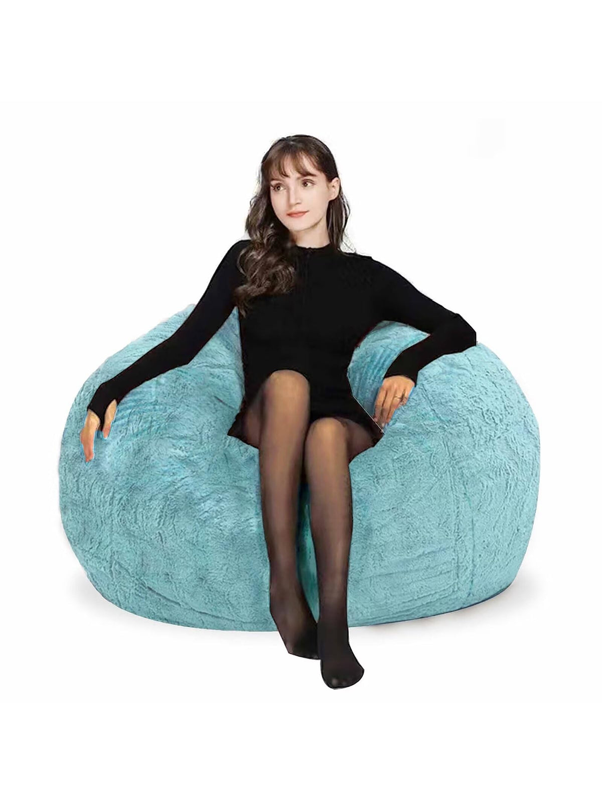 HDMLDP Bean Bag Chair for Adults Kids Without Filling Comfy Fluffy Giant Round Beanbag Lazy Sofa Cover for Reading Chair Floor Chair, 6FT, Grey