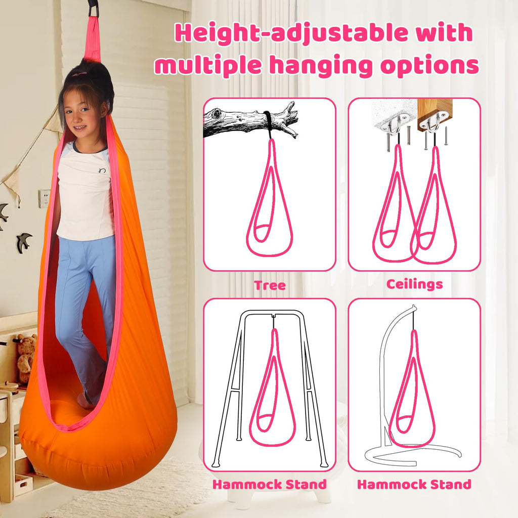 Sensory Pod Swing for Kids | Hammock Chair Seat, Inflatable Cushion, Includes Hardware Hanger Kit for Aspergers Autism ADHD