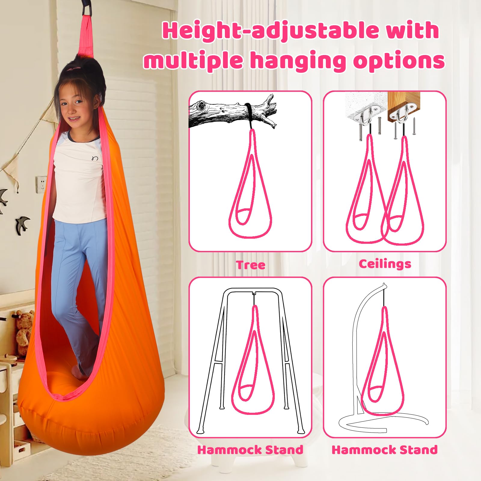 Sensory Pod Swing for Kids | Hammock Chair Seat, Inflatable Cushion, Includes Hardware Hanger Kit for Aspergers Autism ADHD