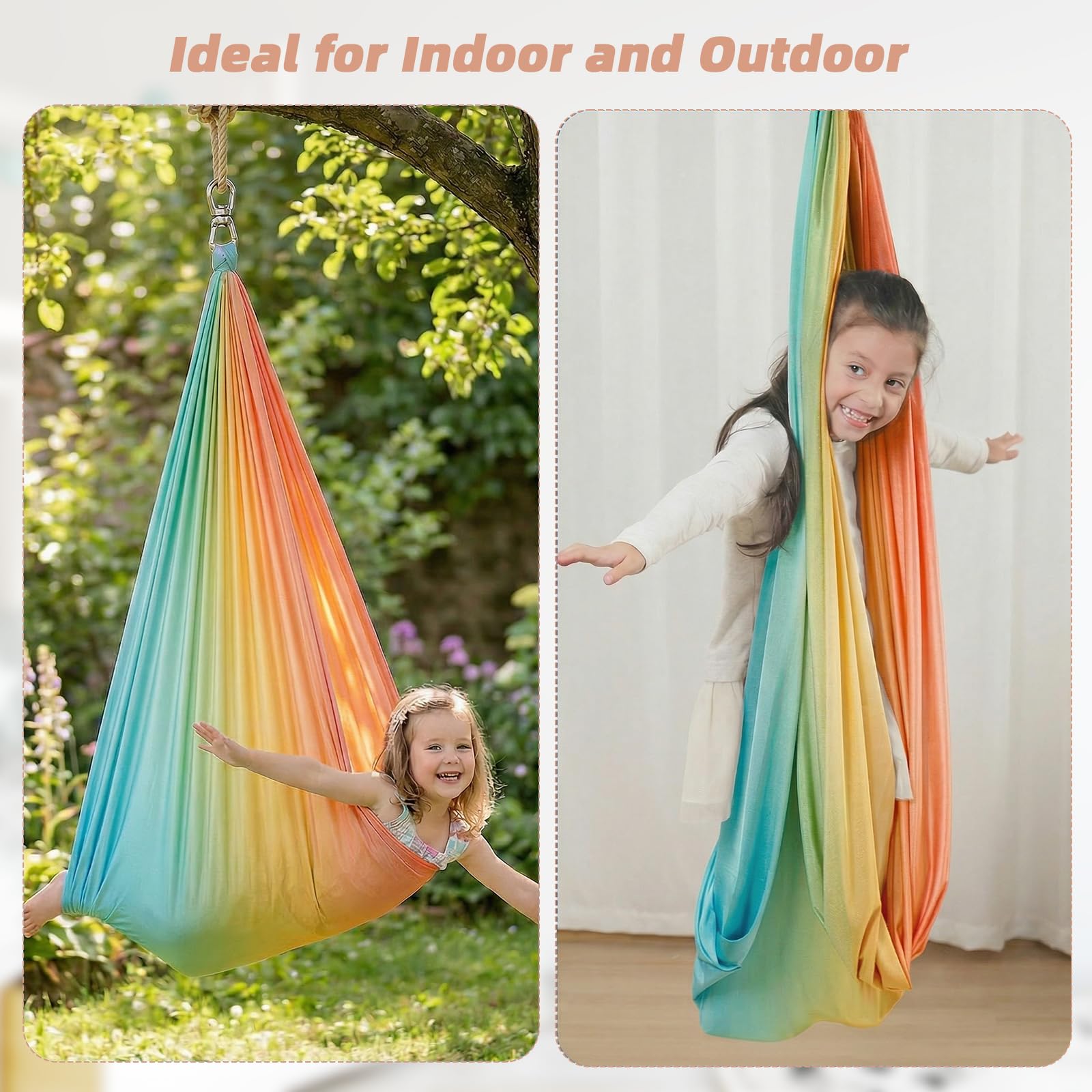 Aokitec Sensory Swing for Kids with Special Needs, Indoor Kids Swing Cuddle Hammock Chair Adjustable Aerial Swing for Children with Autism, ADHD, Asperger, Sensory Integration(Blue)