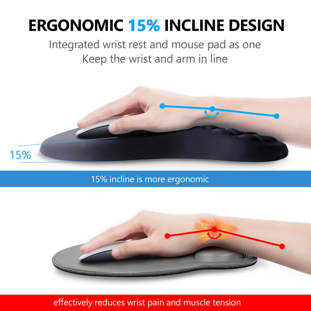 Ergonomic Mouse Pad with Wrist Support and Keyboard Wrist Rest Set | Memory Foam Wrist Cushion, Non-Slip PU Base, Massage Design, Relieves Wrist Pressure for Work, Gaming & Office Use