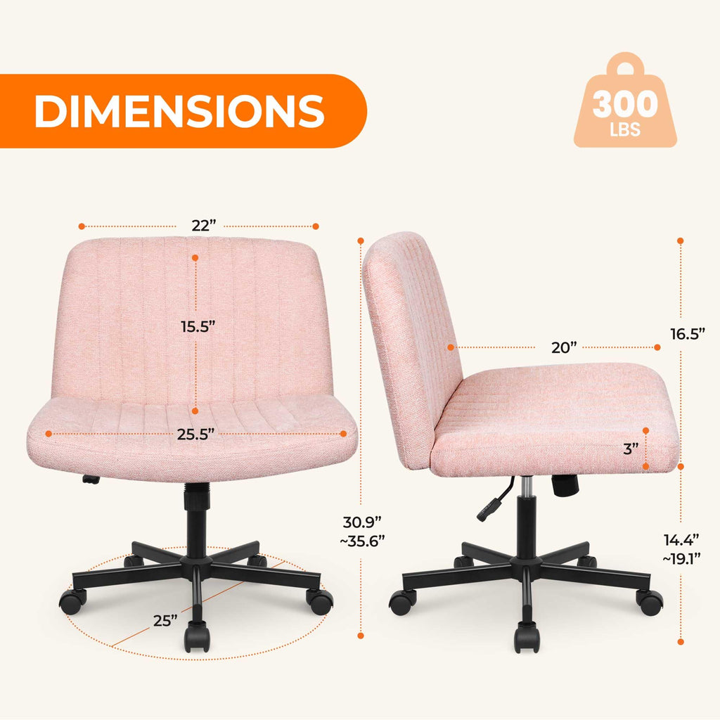 NEO CHAIR Criss Cross Chair with Wheels Home Office Cross Legged Armless Chairs Adjustable Computer Desk Wide Seat for Bedroom Vanity Comfy Swivel (Teddy White)