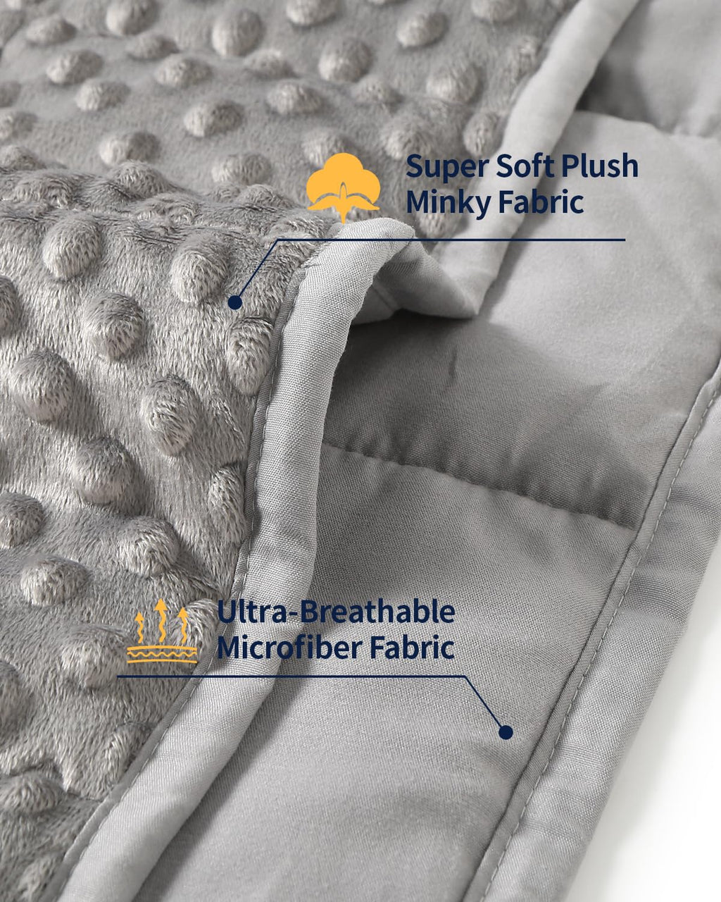 Mr. Sandman Weighted Blanket for Adults Queen Size 15 lbs, Soft Cooling Heavy Minky Blanket for Sleep, Washable Throw Blanket with Glass Beads, 60 x 80 Inches, Grey