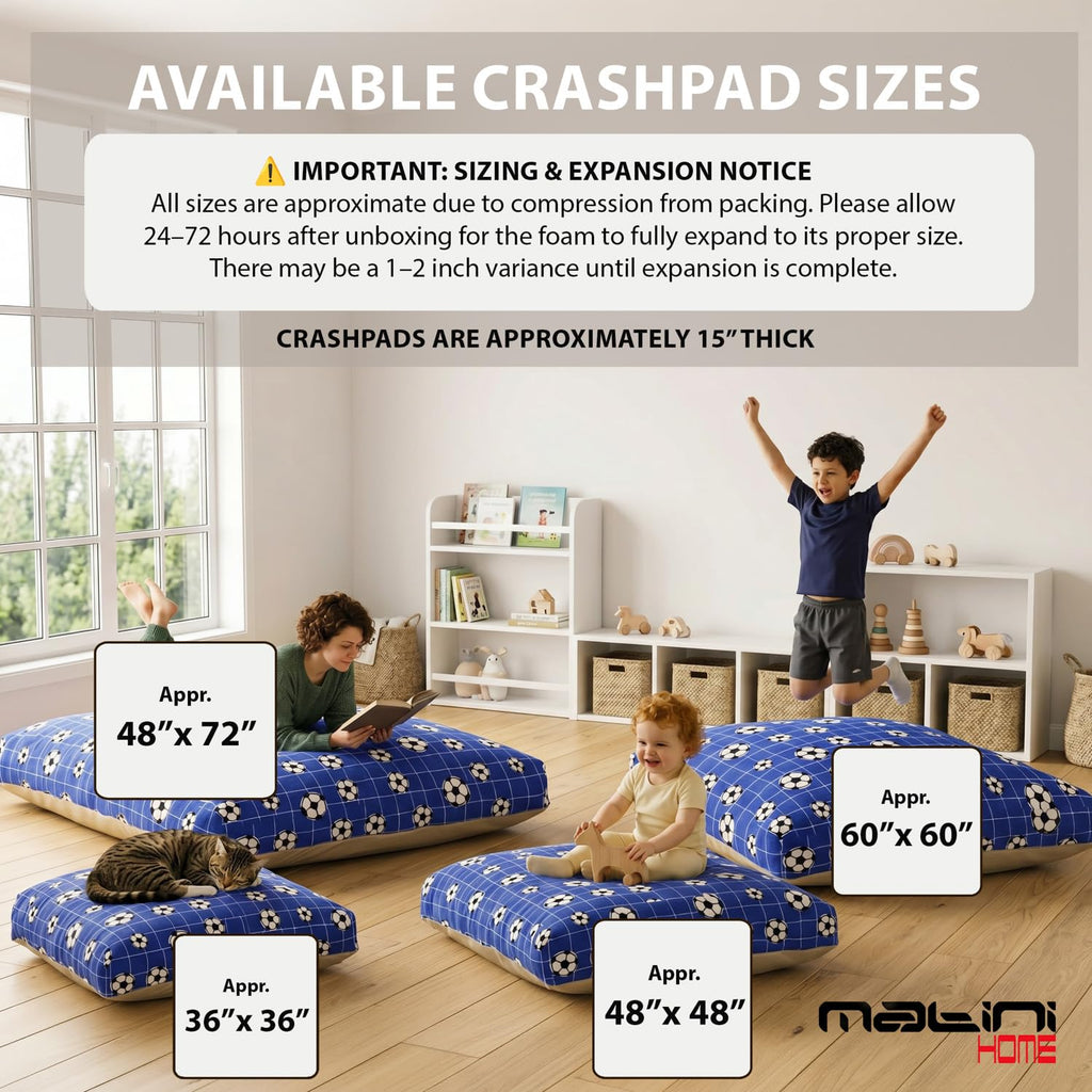 Matini Home Crash Pad - Sensory Pad with Cover Foam Blocks for Kids and Adults, Ideal Gymnastics Equipment to Jump, Play or Relax - Grey White 36" X 36"