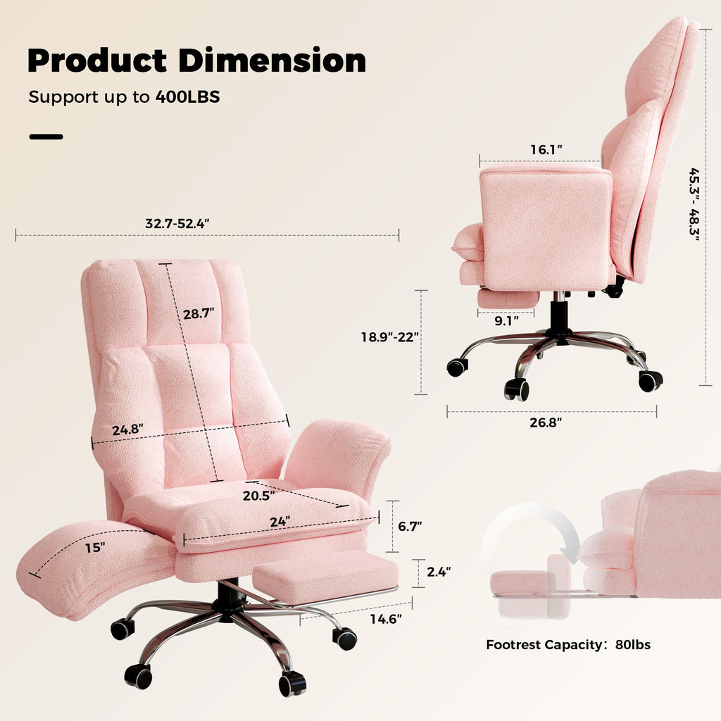 Big and Tall Office Chair, Flip Armrests for Pets & Cross Legged Sitting, Executive Ergonomic Computer Gaming Chair with Foot Rest, Premium Tech Fabric Wide Seat Reclining Desk Chair