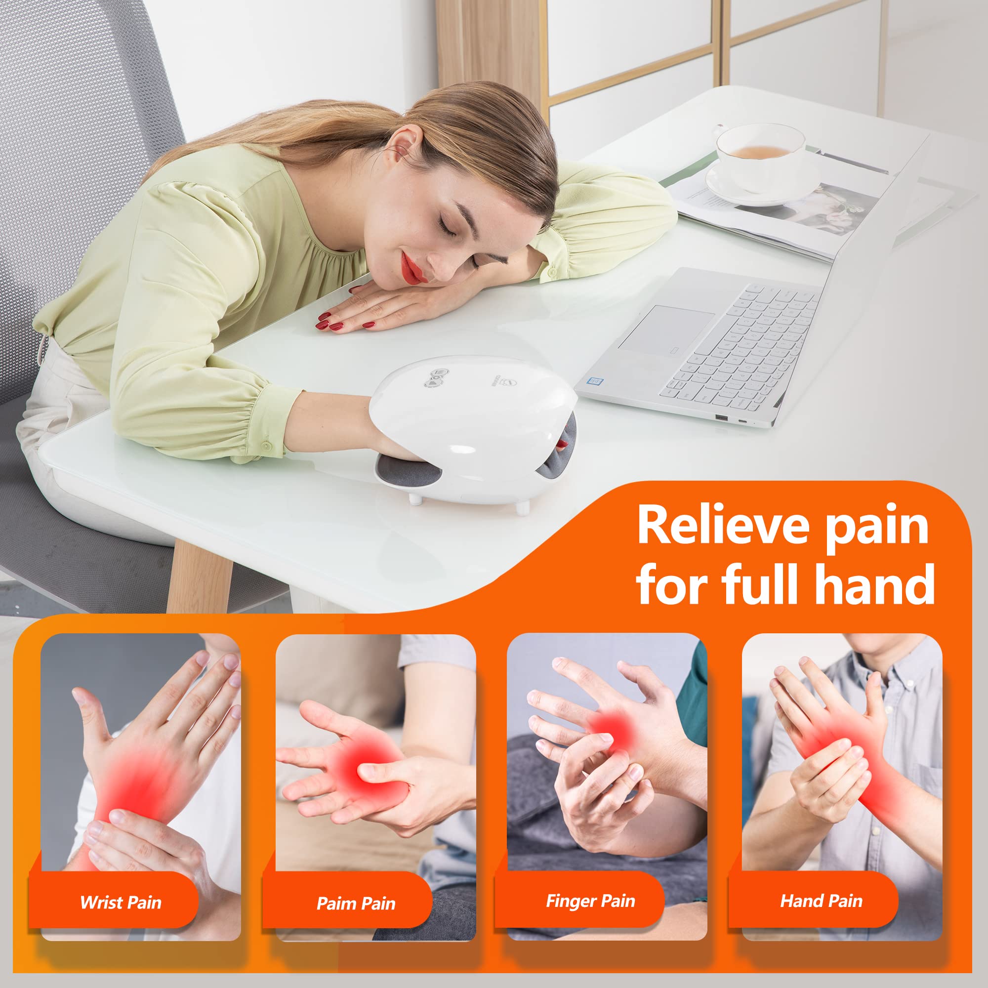 COMFIER Hand Massager with Heat and Compression for Arthritis Carpal Tunnel | Large Hand Chamber Fits Left or Right Hand, with 5 Compression Levels, 3 Modes, and 3 Heat Levels, Gift for Women Men