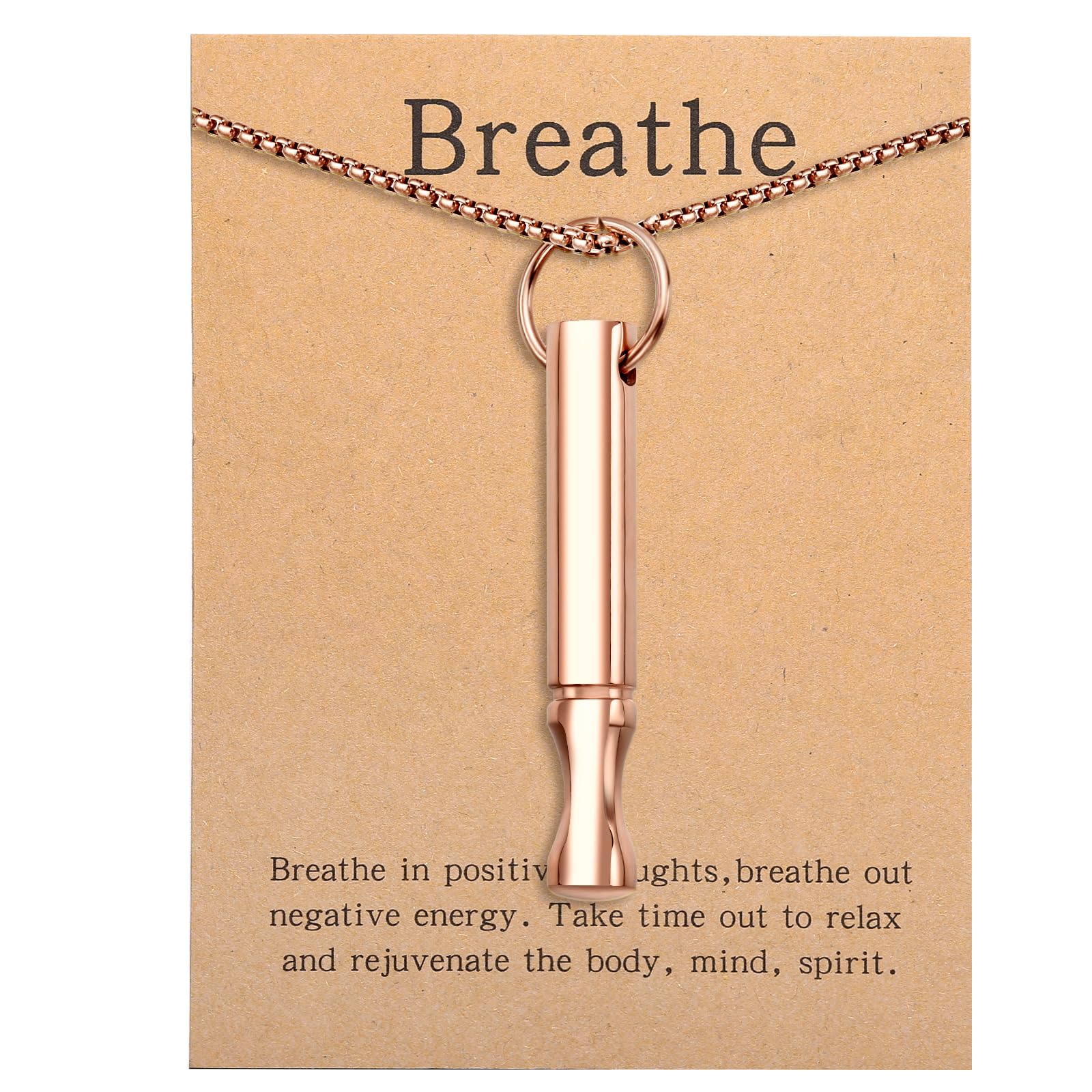 Mindfulness Breathing Necklace Stress Relief Pendant | Stainless Steel, Anxiety Breathe, Stop Smoking Necklace for Women Men